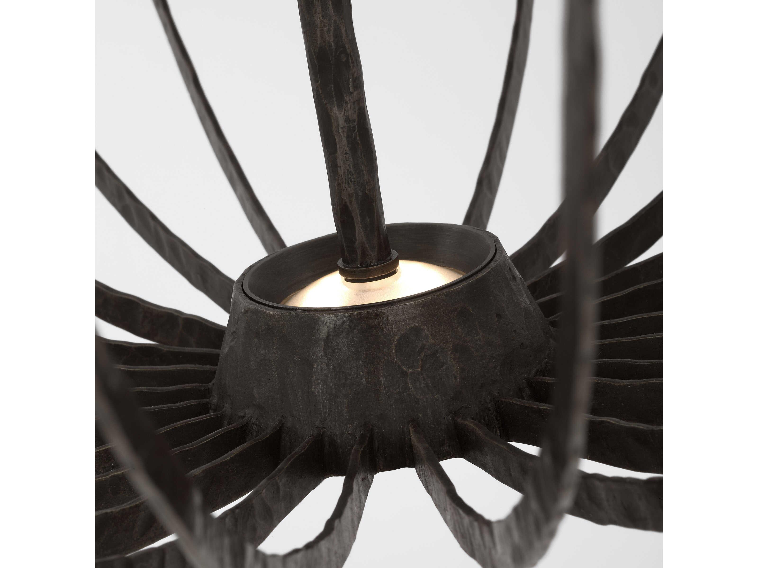 Visual Comfort Modern Sanchi 3-Light Aged Iron Gray Tiered Chandelier