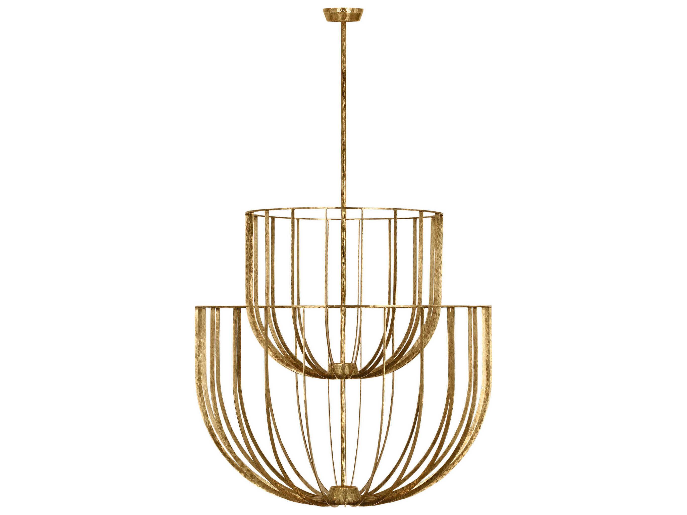 Visual Comfort Modern Sanchi 3-Light Polished Antique Brass Tiered Chandelier