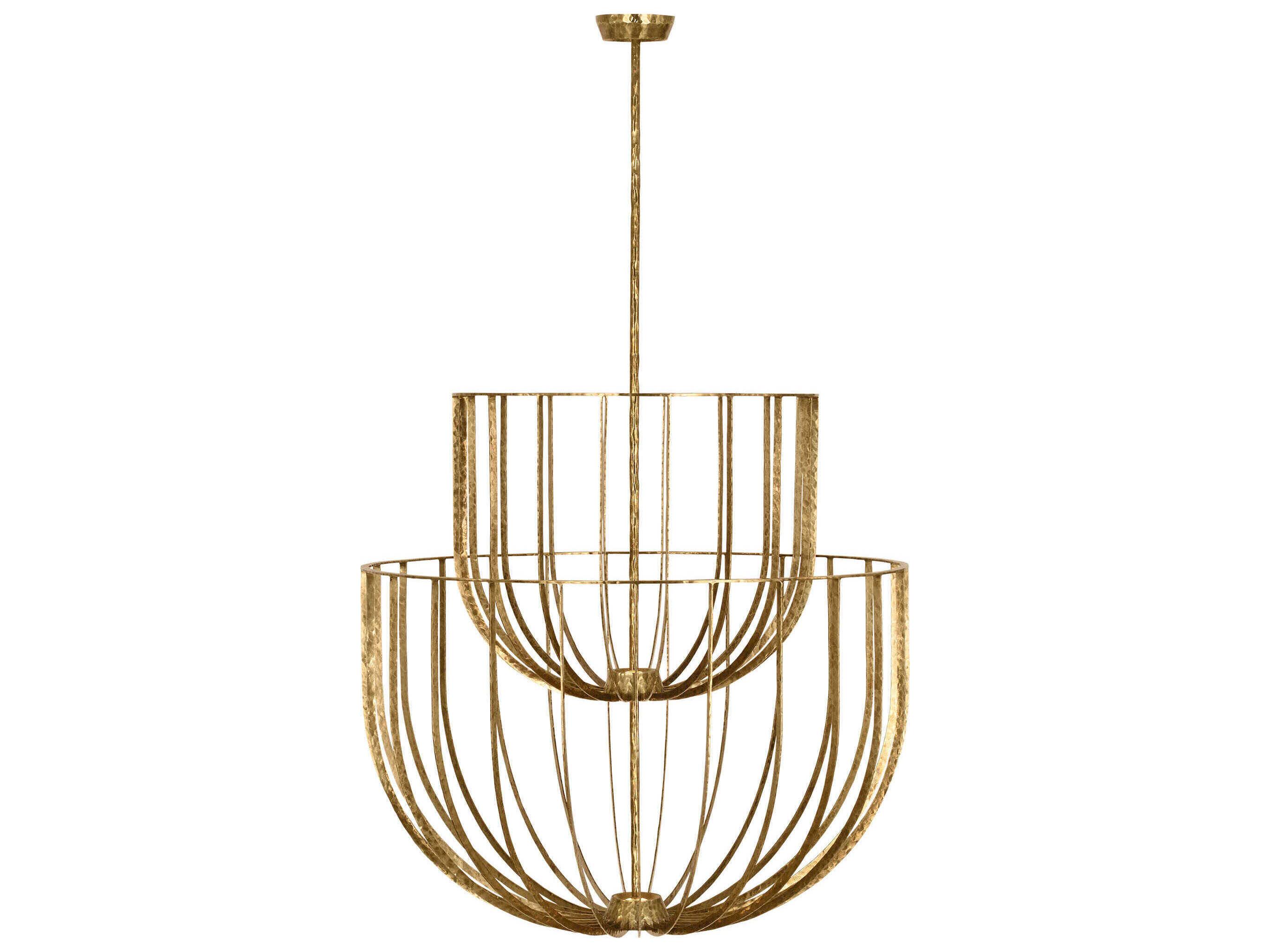 Visual Comfort Modern Sanchi 3-Light Polished Antique Brass Tiered Chandelier