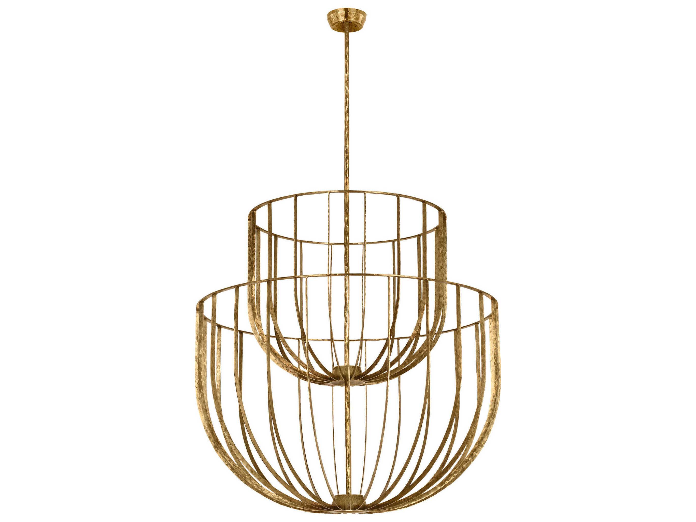 Visual Comfort Modern Sanchi 3-Light Polished Antique Brass Tiered Chandelier