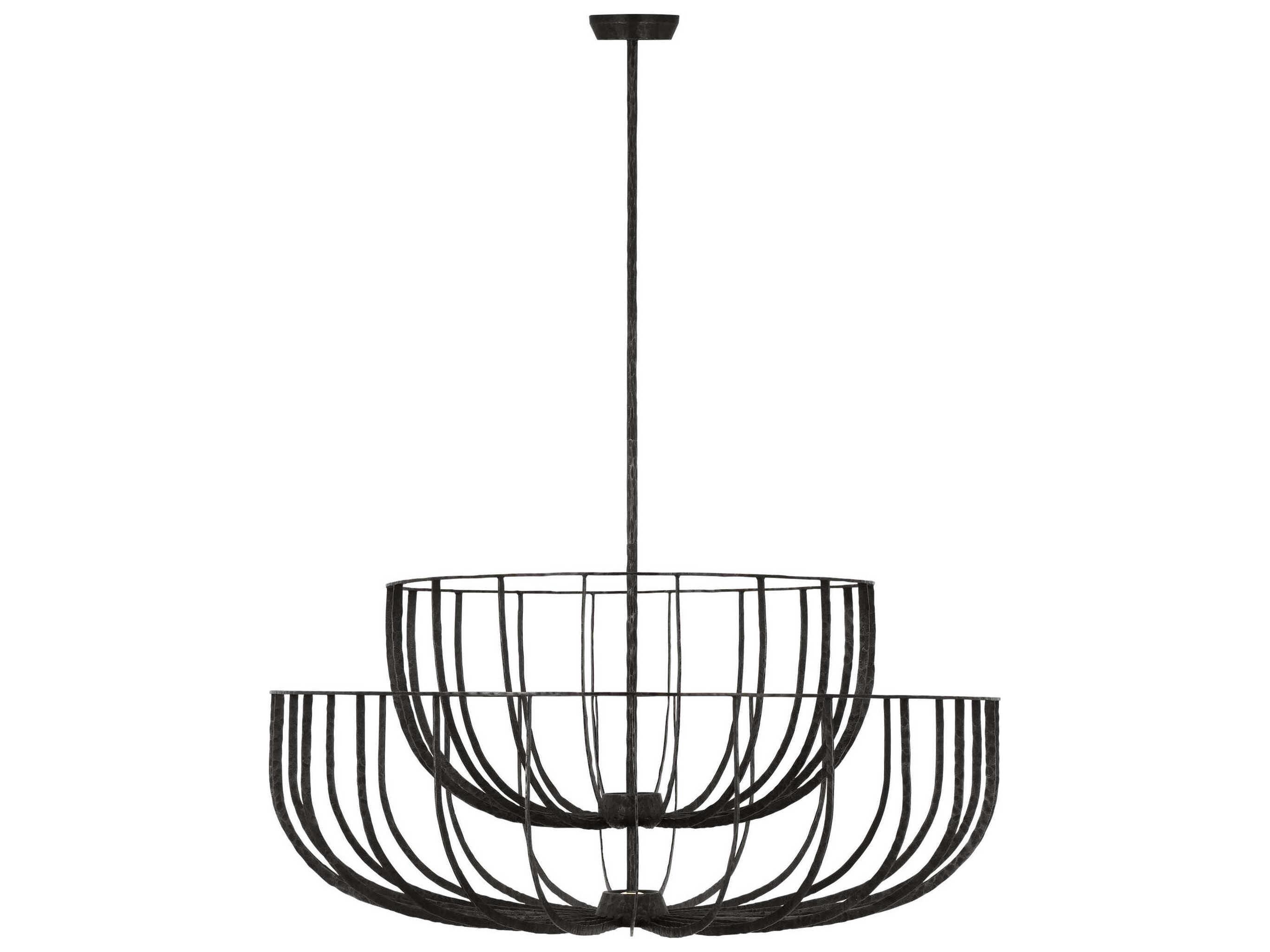 Visual Comfort Modern Sanchi 3-Light Aged Iron Gray Tiered Chandelier