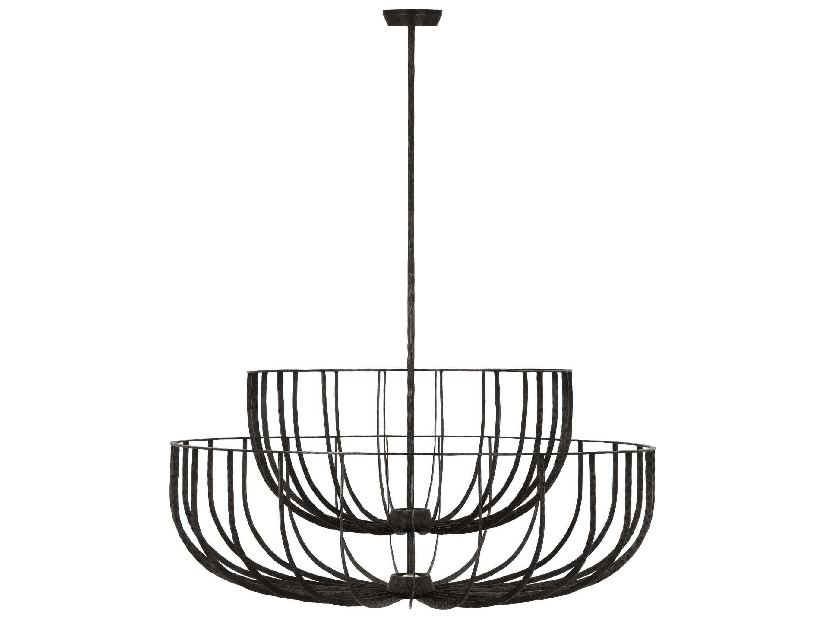 Visual Comfort Modern Sanchi 3-Light Aged Iron Gray Tiered Chandelier