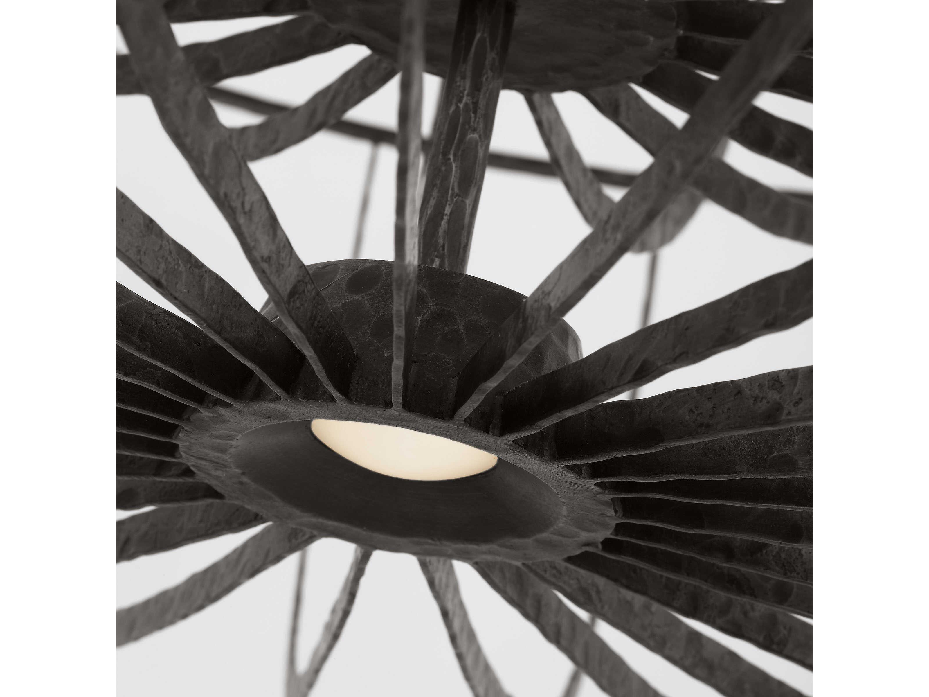 Visual Comfort Modern Sanchi 3-Light Aged Iron Gray Tiered Chandelier