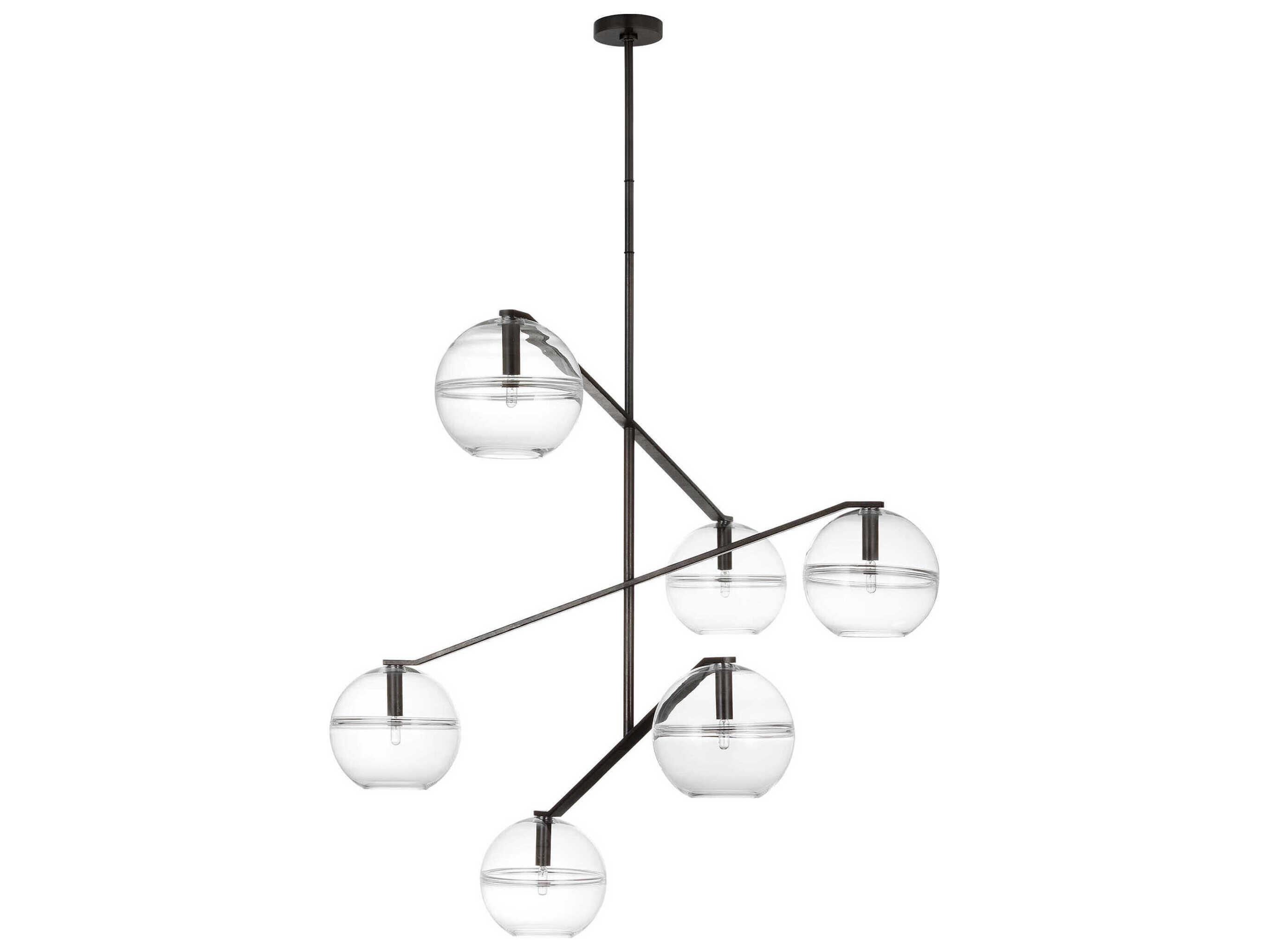 Visual Comfort Modern Lowing 6-Light White Black Globe Chandelier