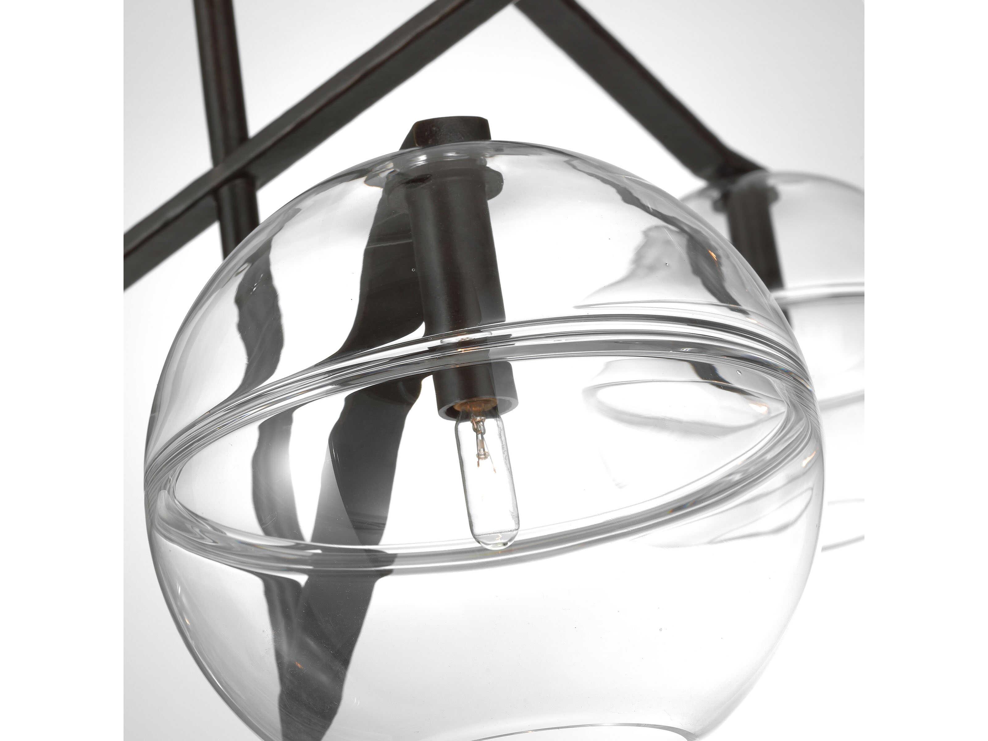 Visual Comfort Modern Lowing 6-Light White Black Globe Chandelier