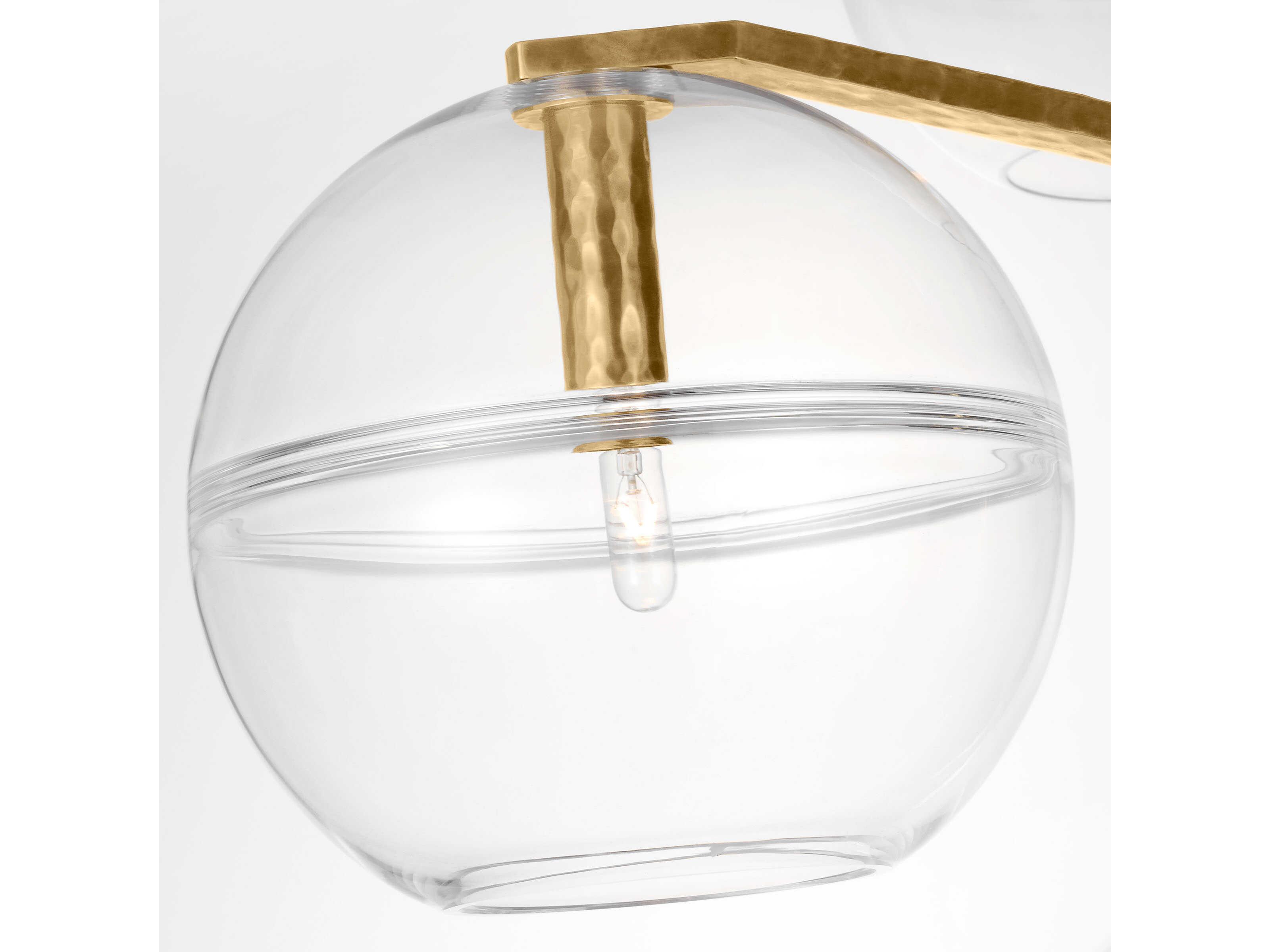 Visual Comfort Modern Lowing 6-Light Polished Antique Brass Globe Tiered Chandelier