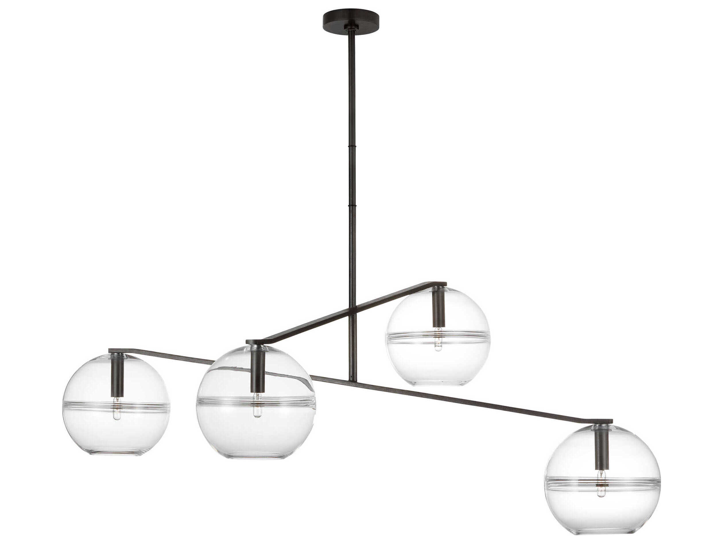 Visual Comfort Modern Lowing 4-Light White Black Globe Chandelier