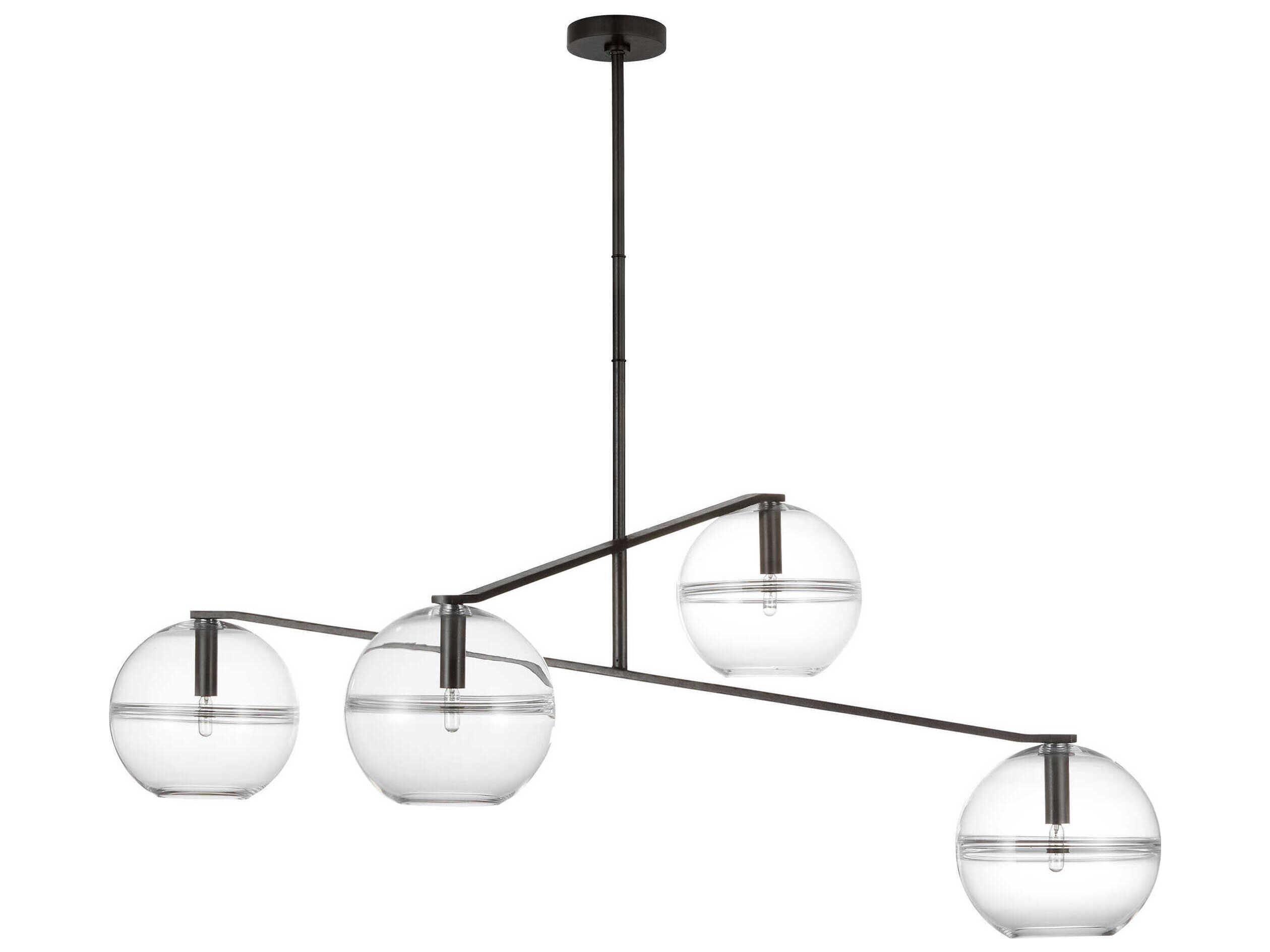 Visual Comfort Modern Lowing 4-Light White Black Globe Chandelier