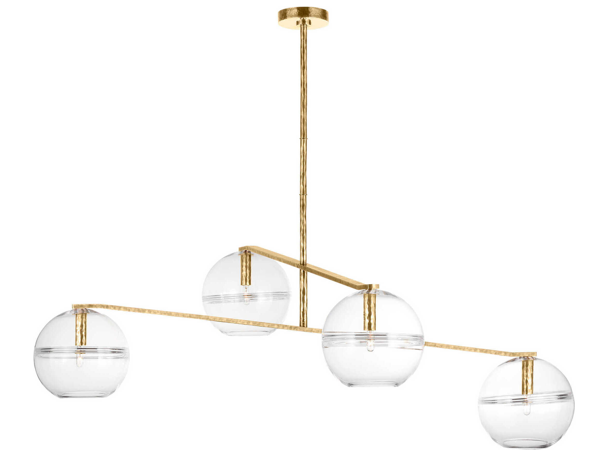 Visual Comfort Modern Lowing 4-Light Polished Antique Brass Globe Tiered Chandelier