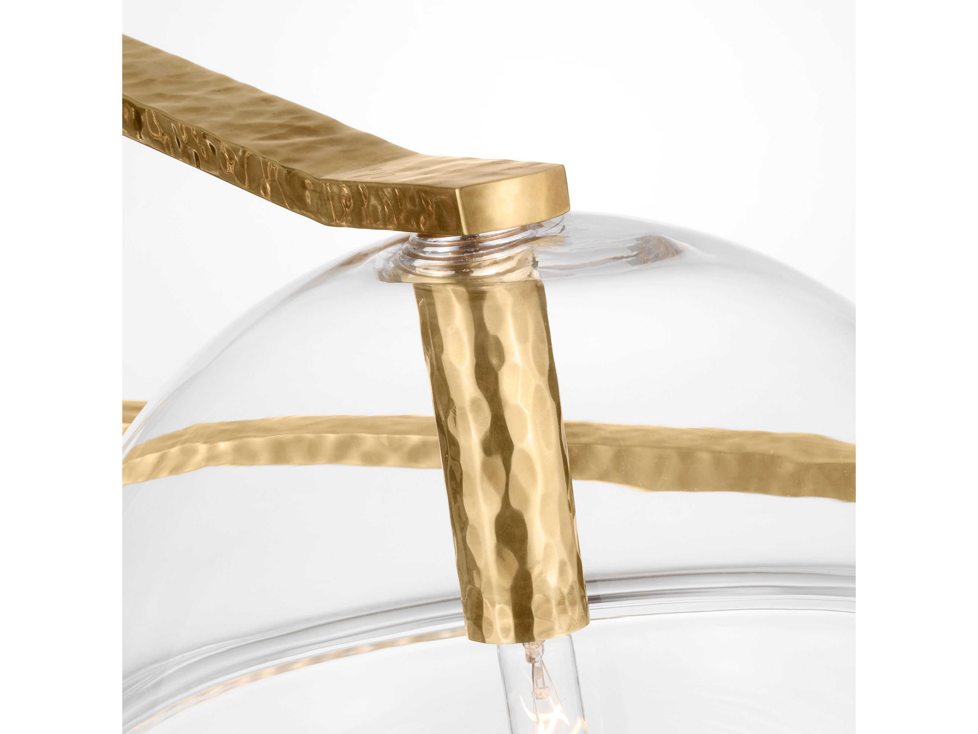 Visual Comfort Modern Lowing 4-Light Polished Antique Brass Globe Tiered Chandelier