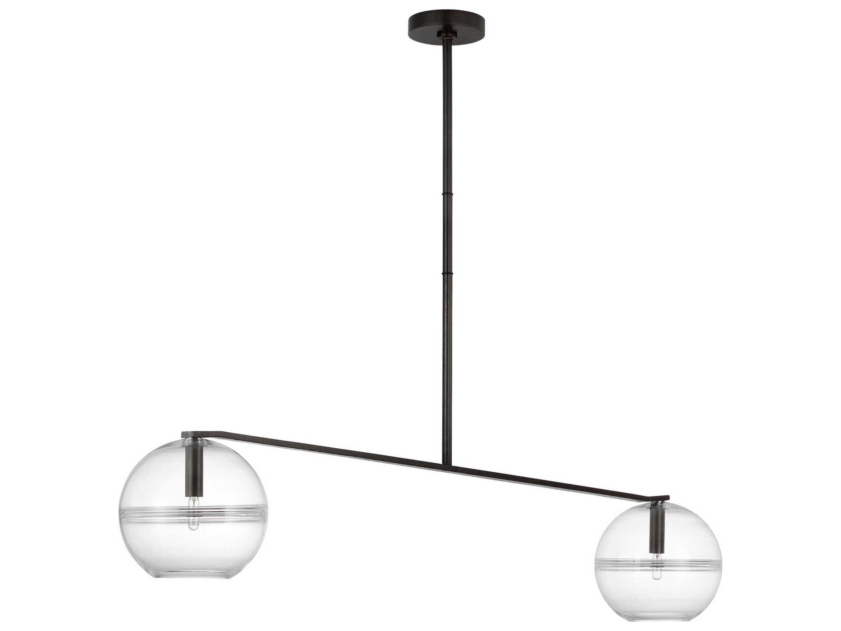 Visual Comfort Modern Lowing 2-Light White Black Globe Island Pendant