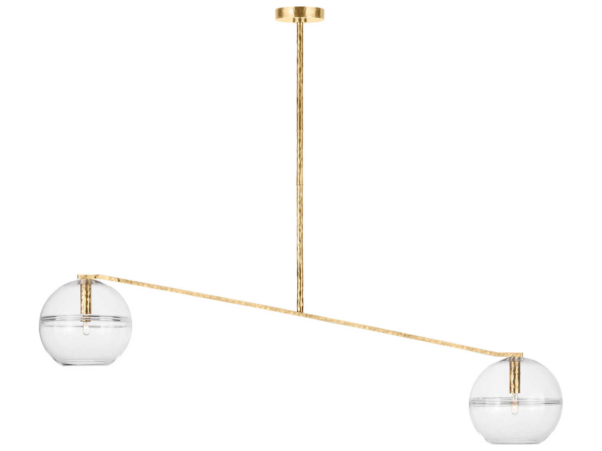 Visual Comfort Modern Lowing 2-Light Polished Antique Brass Linear Island Pendant