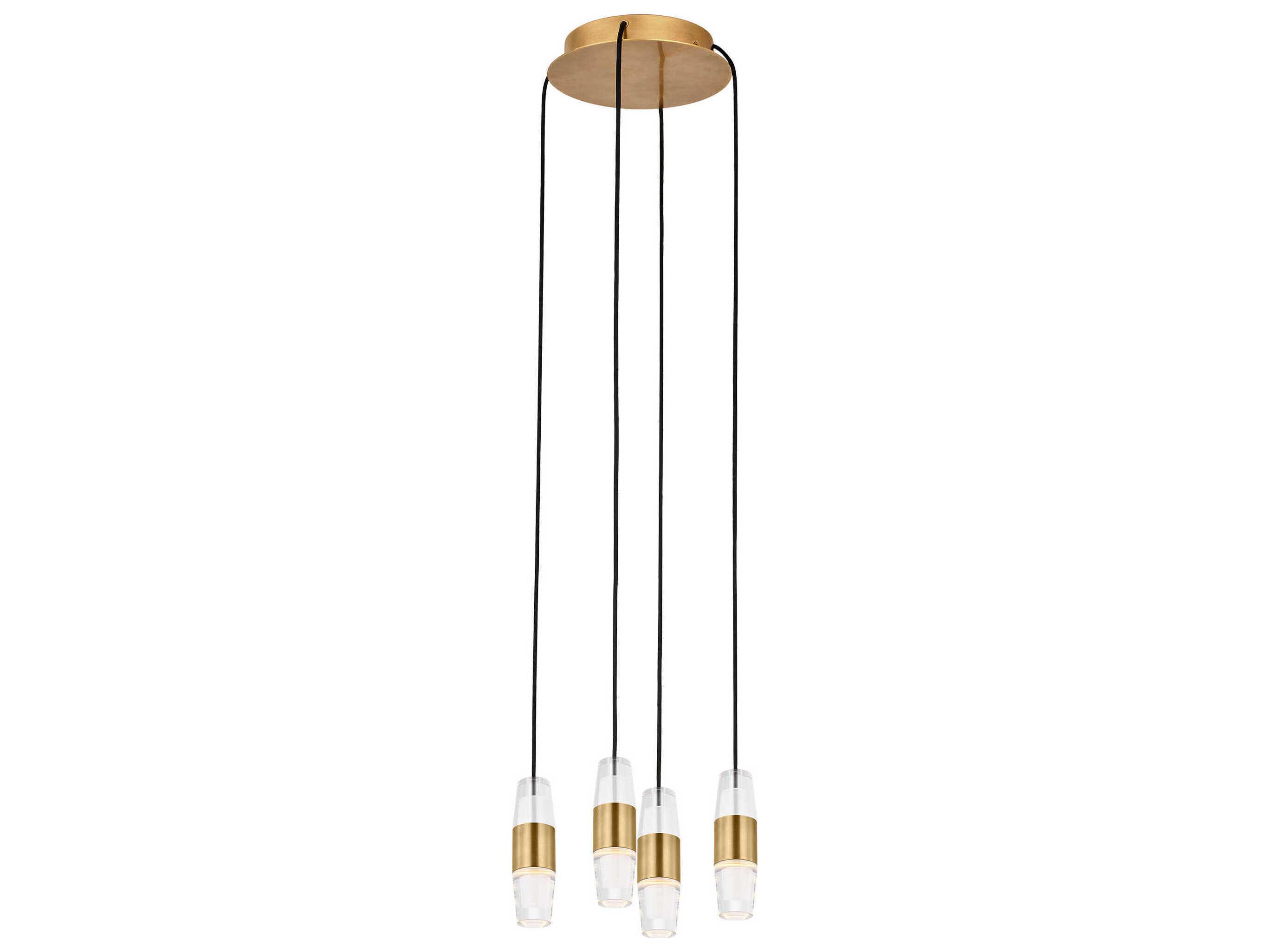 Visual Comfort Modern Lassell 4-Light Natural Brass Mini Pendant
