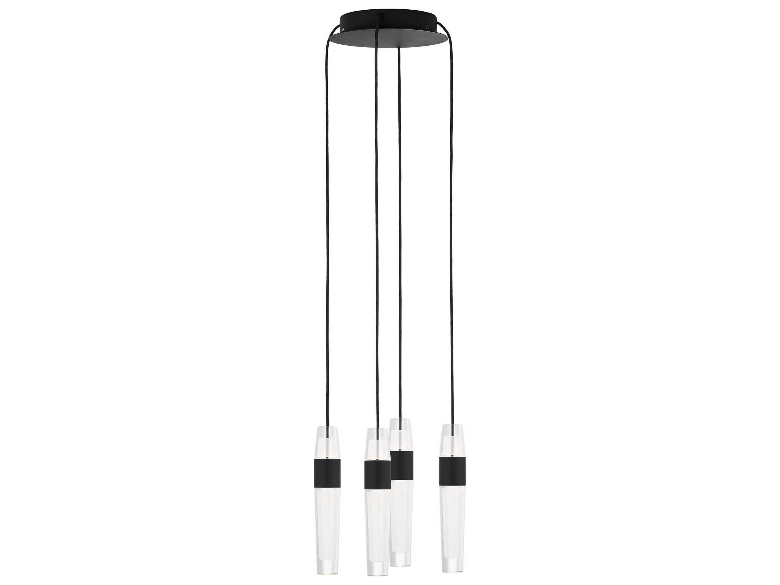 Visual Comfort Modern Lassell 4-Light Nightshade Black LED Cylinder Mini Pendant