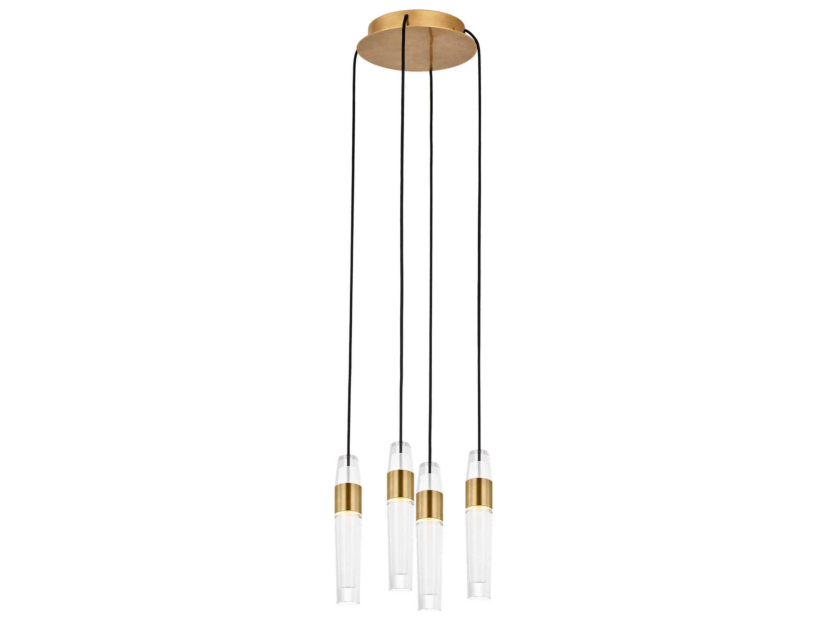 Visual Comfort Modern Lassell 4-Light Natural Brass Mini Pendant