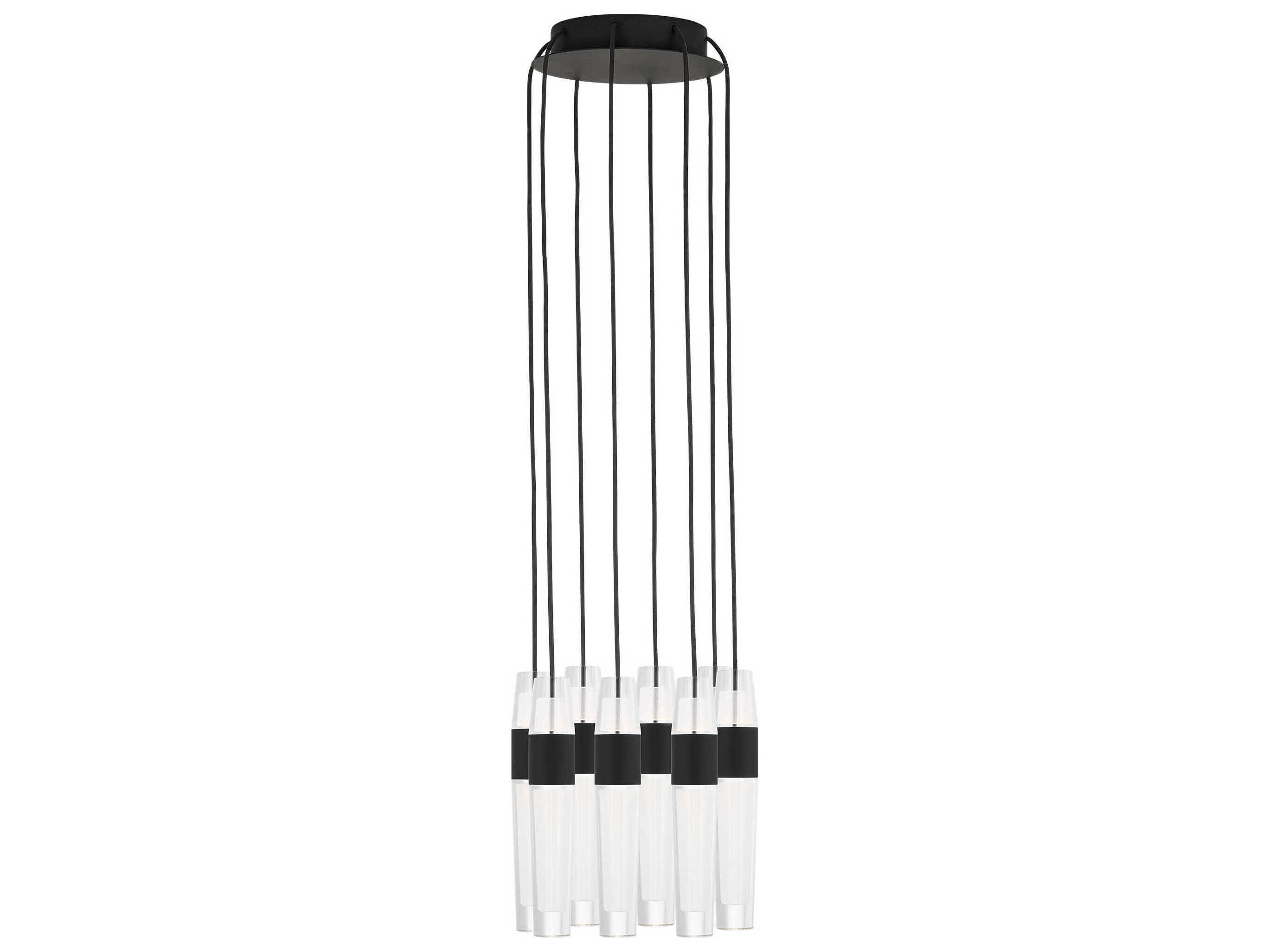 Visual Comfort Modern Lassell 8-Light Nightshade Black LED Cylinder Mini Pendant