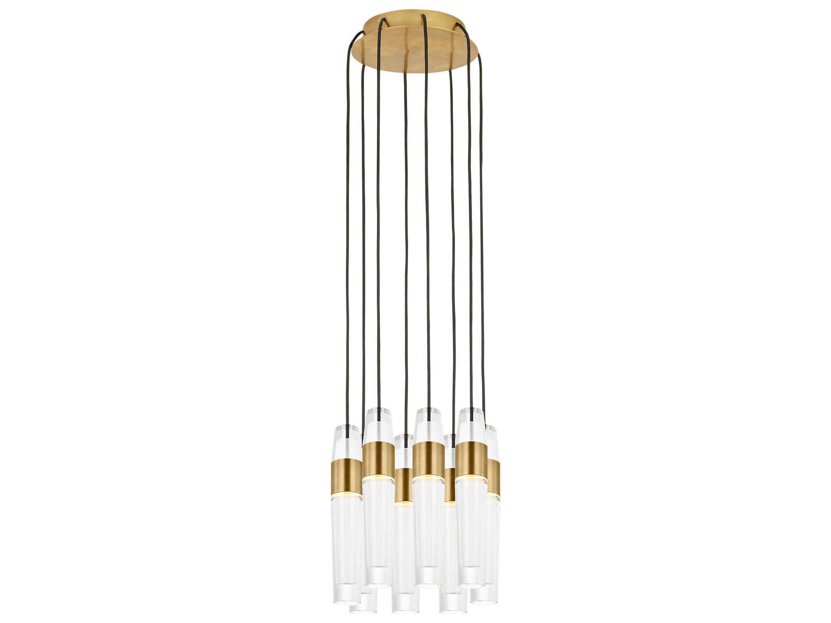 Visual Comfort Modern Lassell 8-Light Natural Brass Mini Pendant