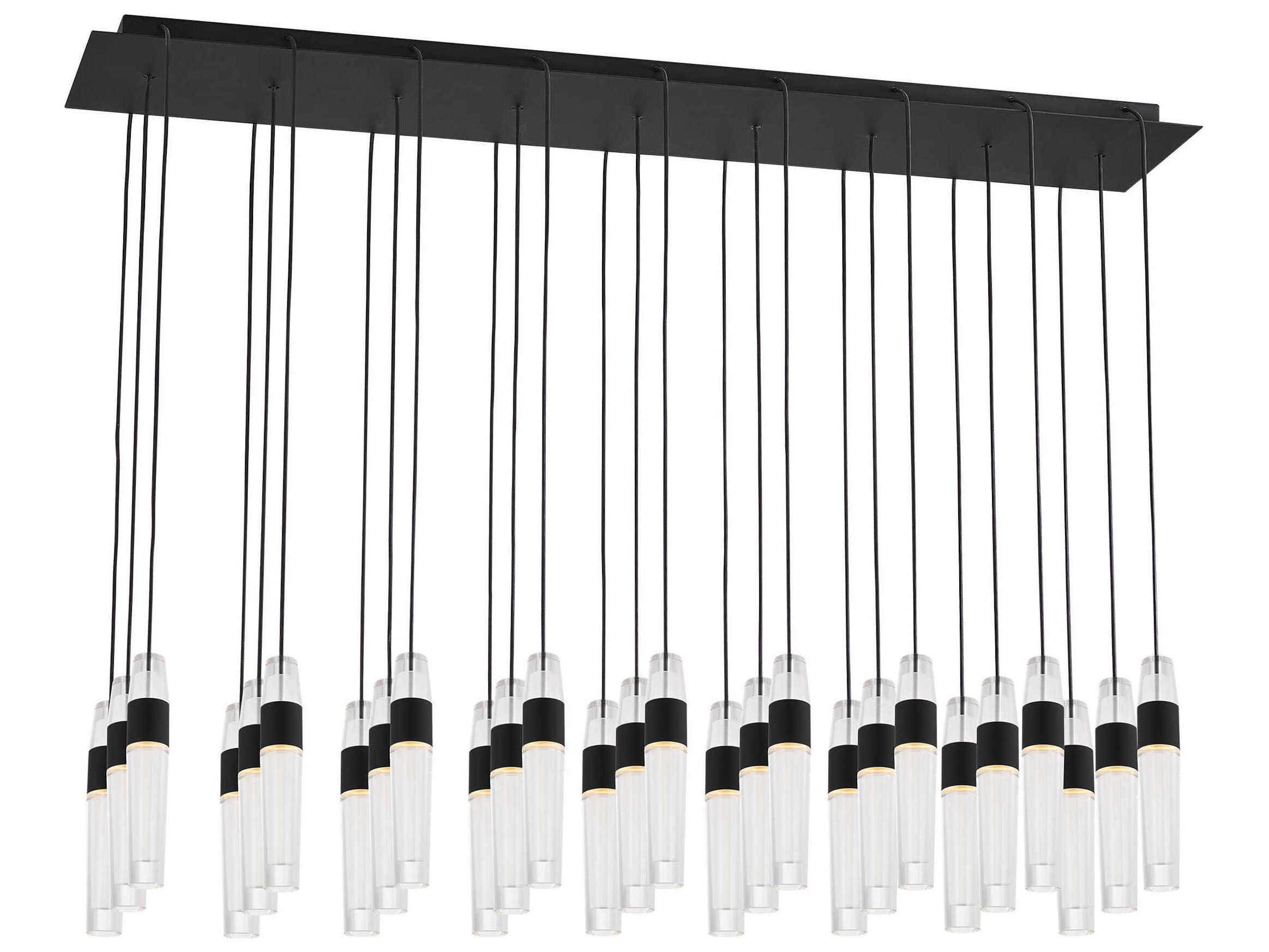 Visual Comfort Modern Lassell 27-Light Nightshade Black LED Cylinder Linear Island Pendant