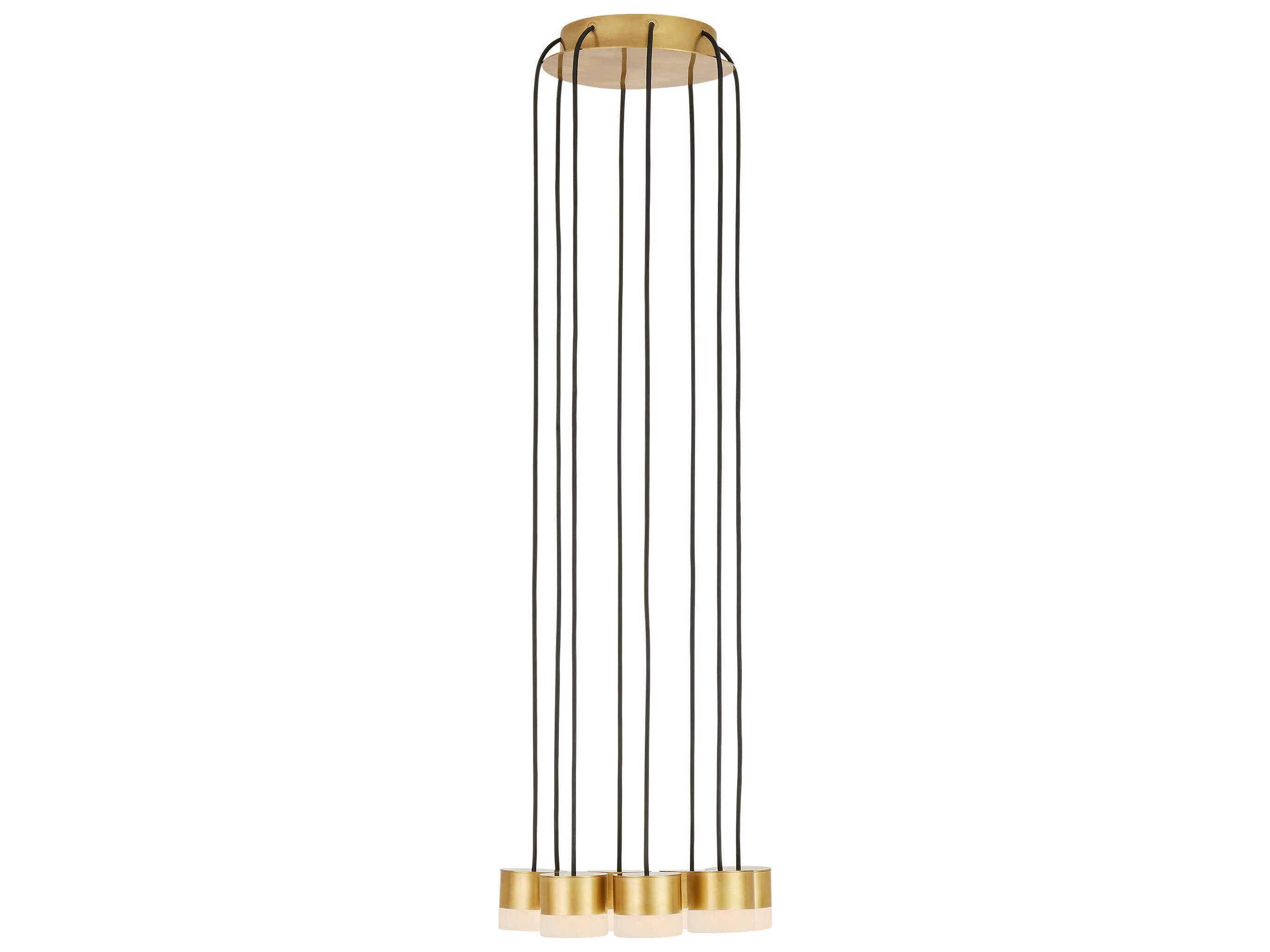 Visual Comfort Modern Gable 8-Light Hand Rubbed Antique Brass Mini Pendant