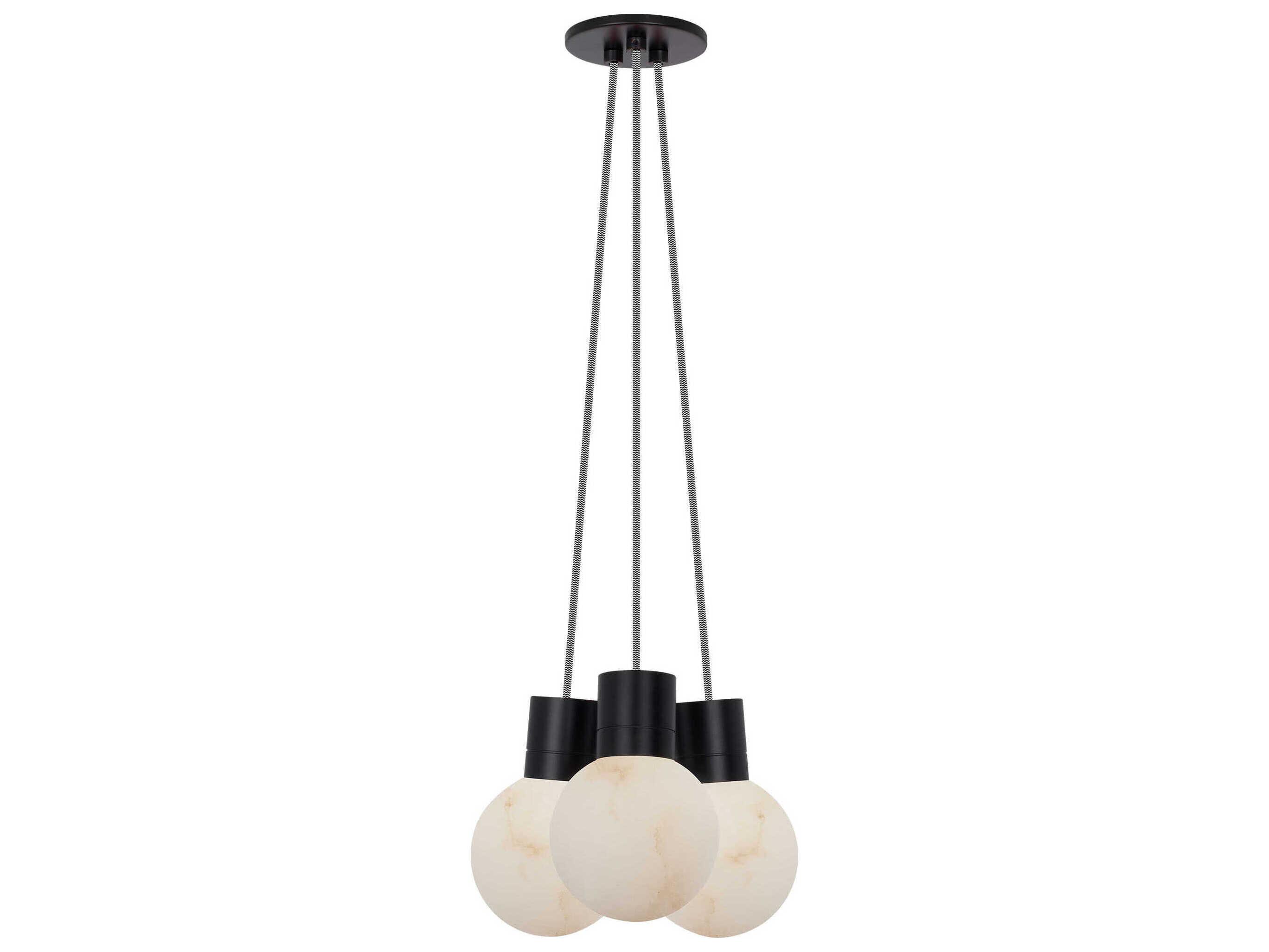 Visual Comfort Modern Mina 3-Light Black Globe Mini Pendant