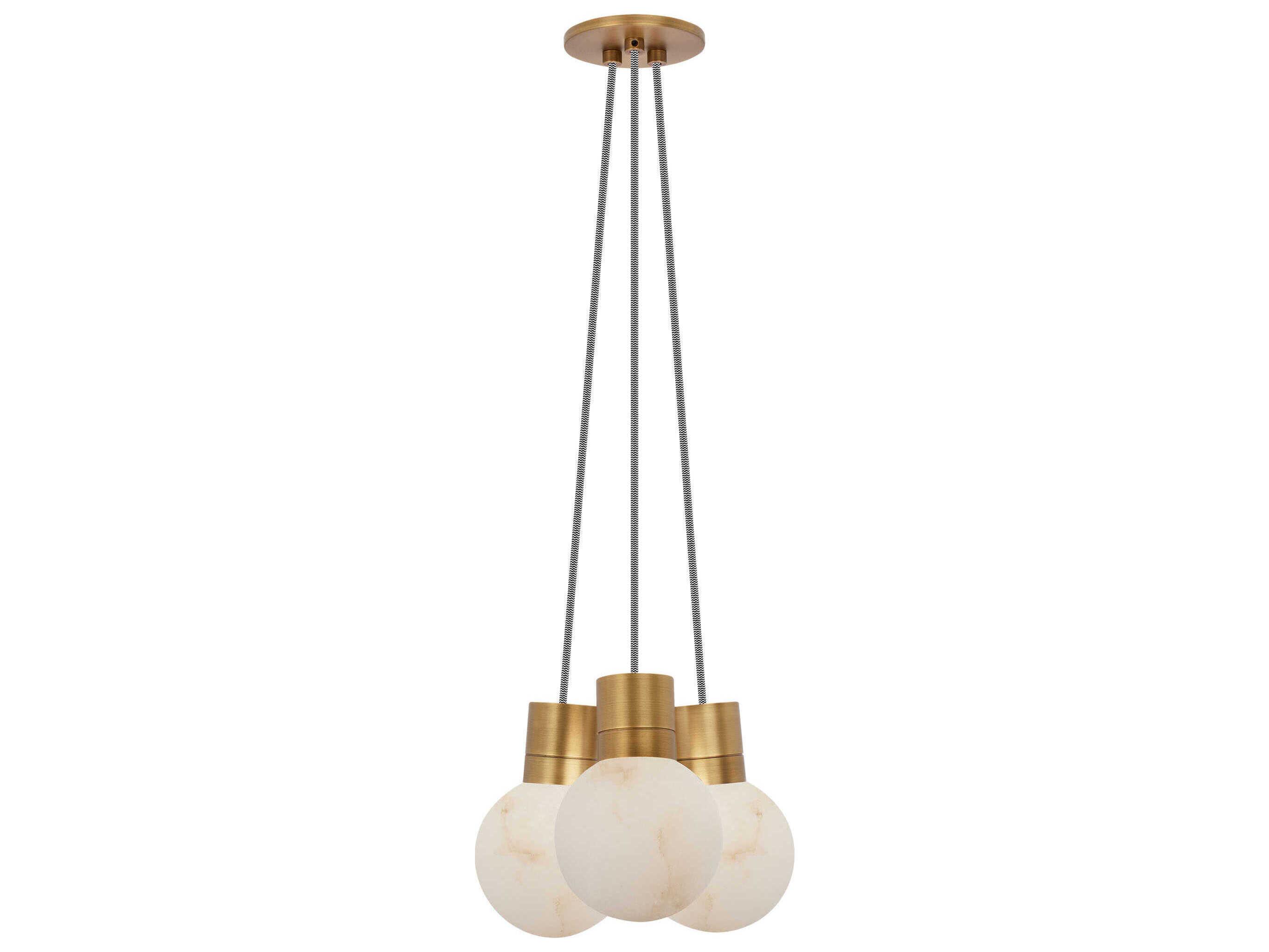 Visual Comfort Modern Mina 3-Light Hand Rubbed Antique Brass Globe Mini Pendant