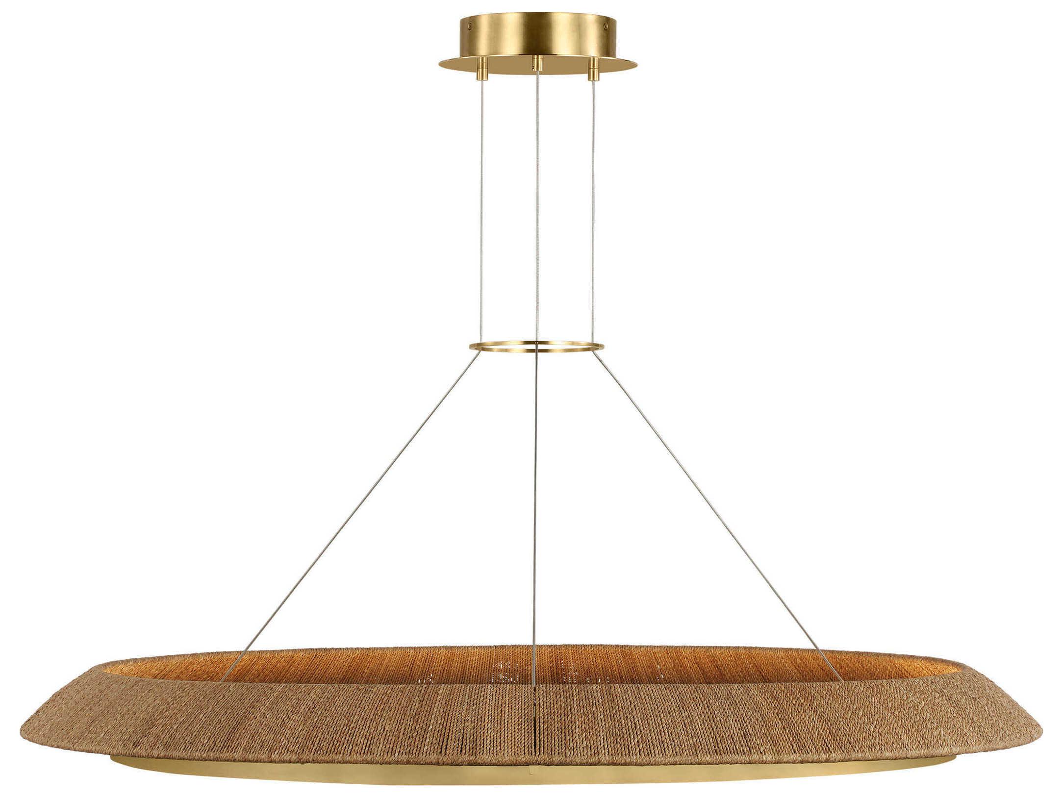 Visual Comfort Modern Noa 1-Light Hand Rubbed Antique Brass Natural Pendant