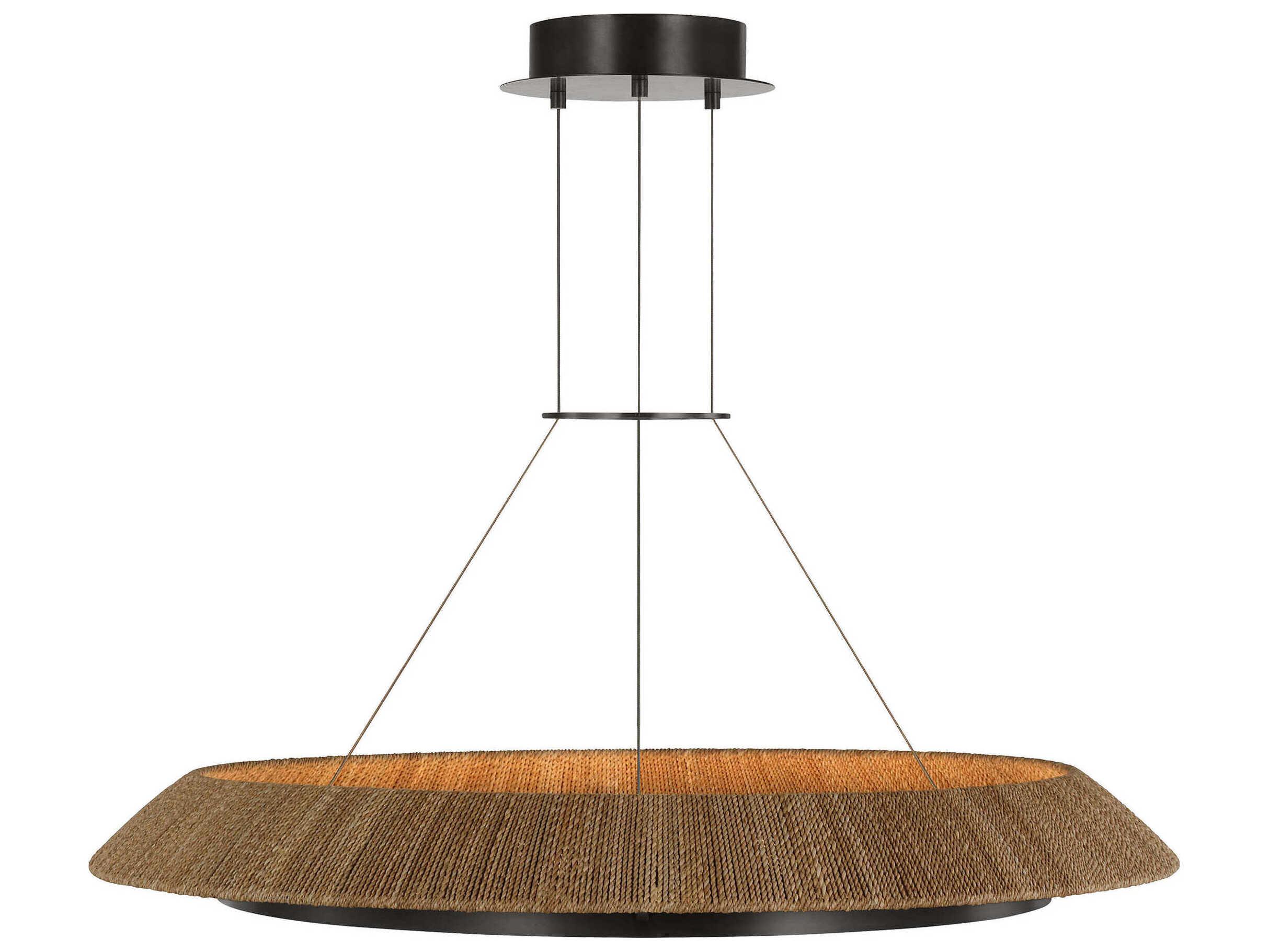 Visual Comfort Modern Noa 1-Light Bronze Natural Pendant