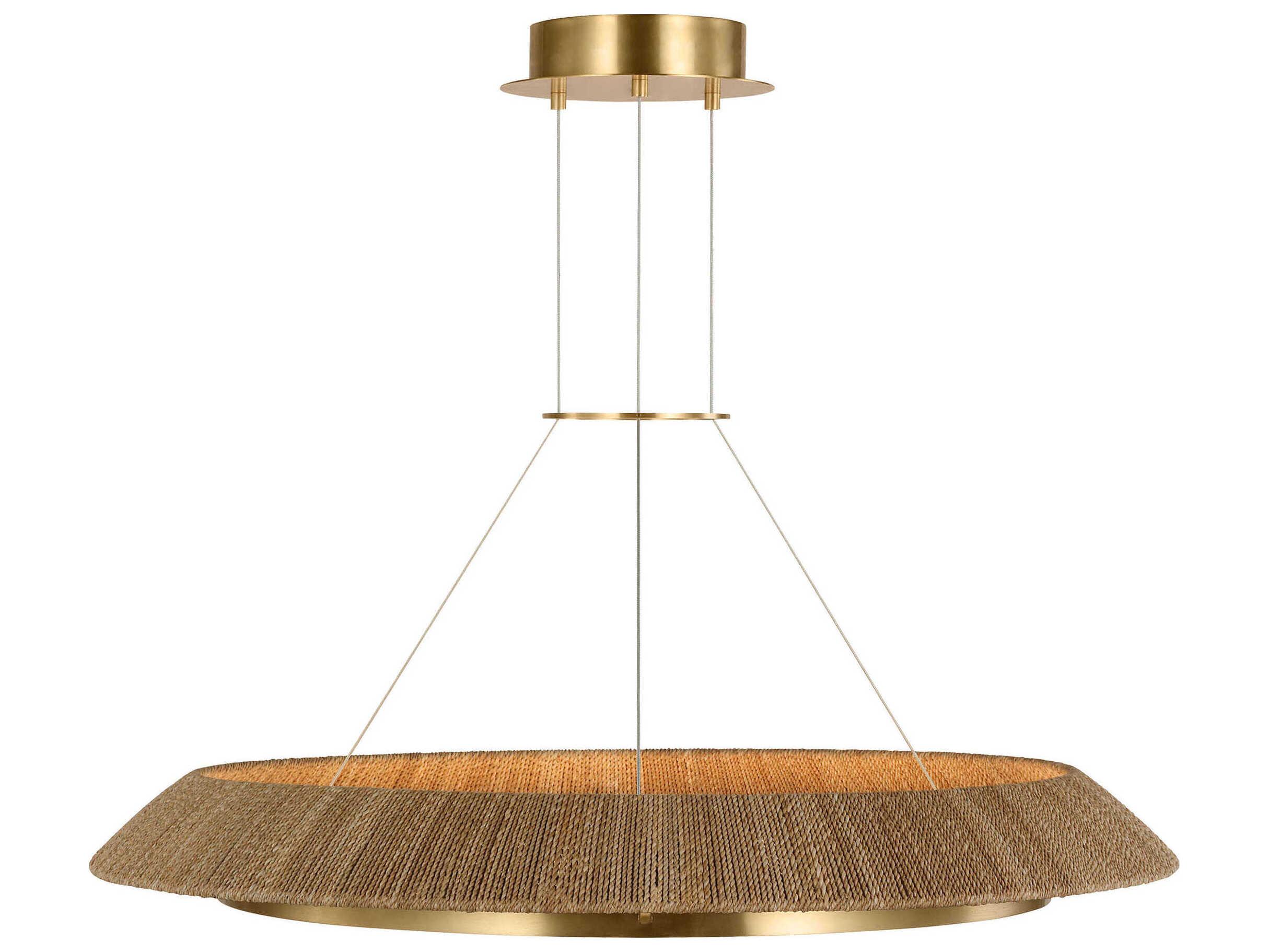 Visual Comfort Modern Noa 1-Light Hand Rubbed Antique Brass Natural Pendant