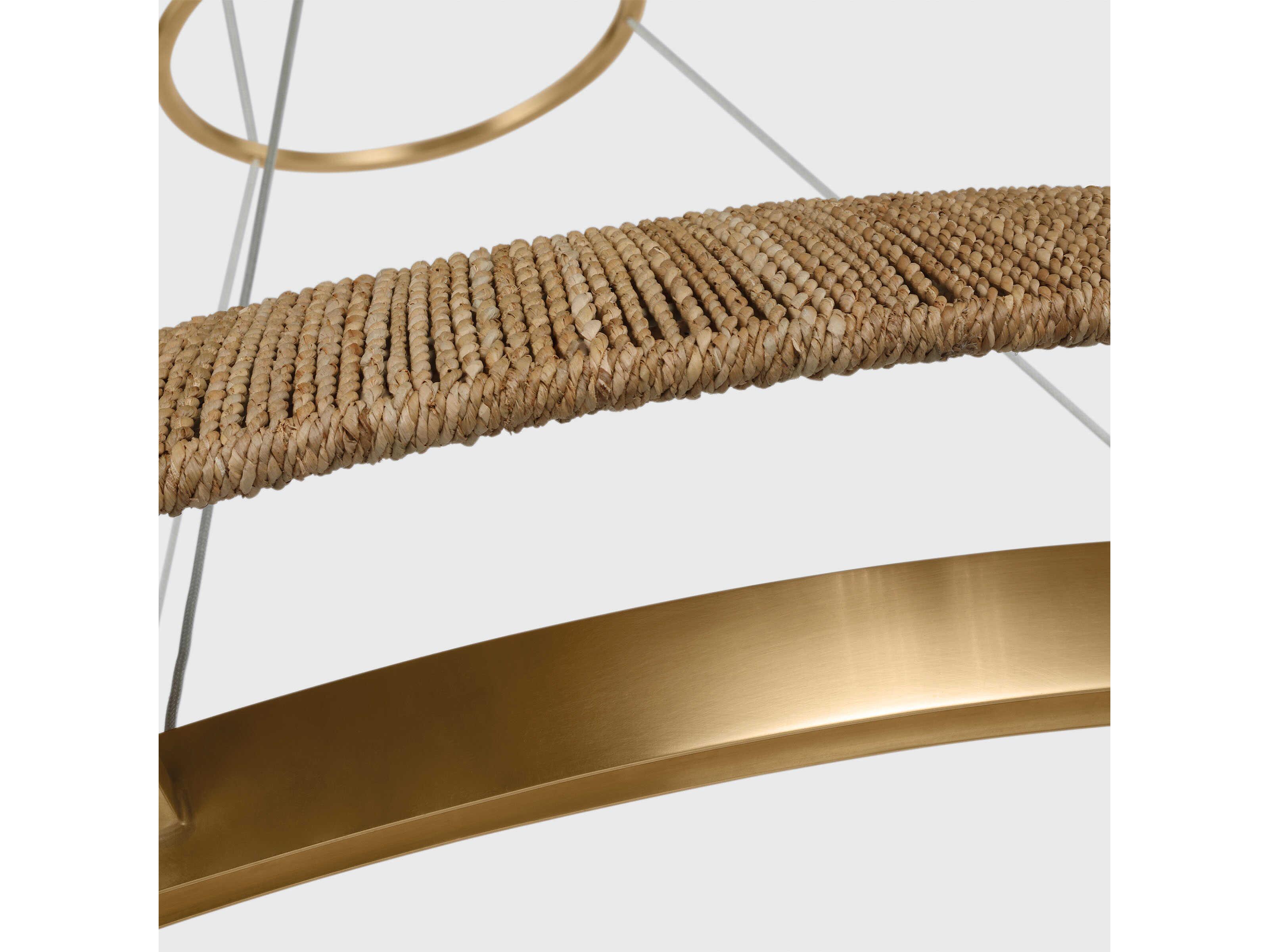 Visual Comfort Modern Noa 1-Light Hand Rubbed Antique Brass Natural Pendant