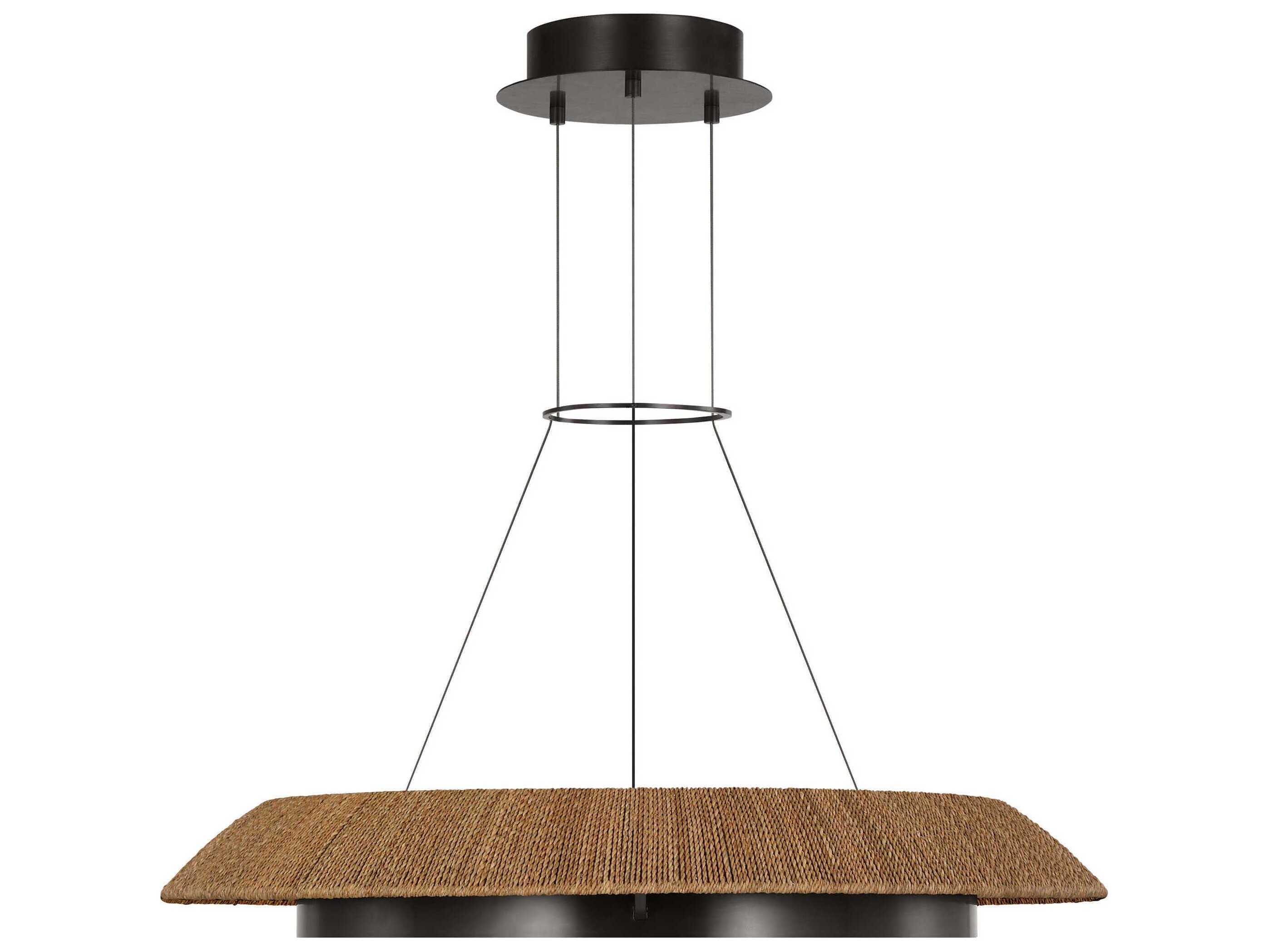 Visual Comfort Modern Noa 1-Light Bronze Natural Pendant