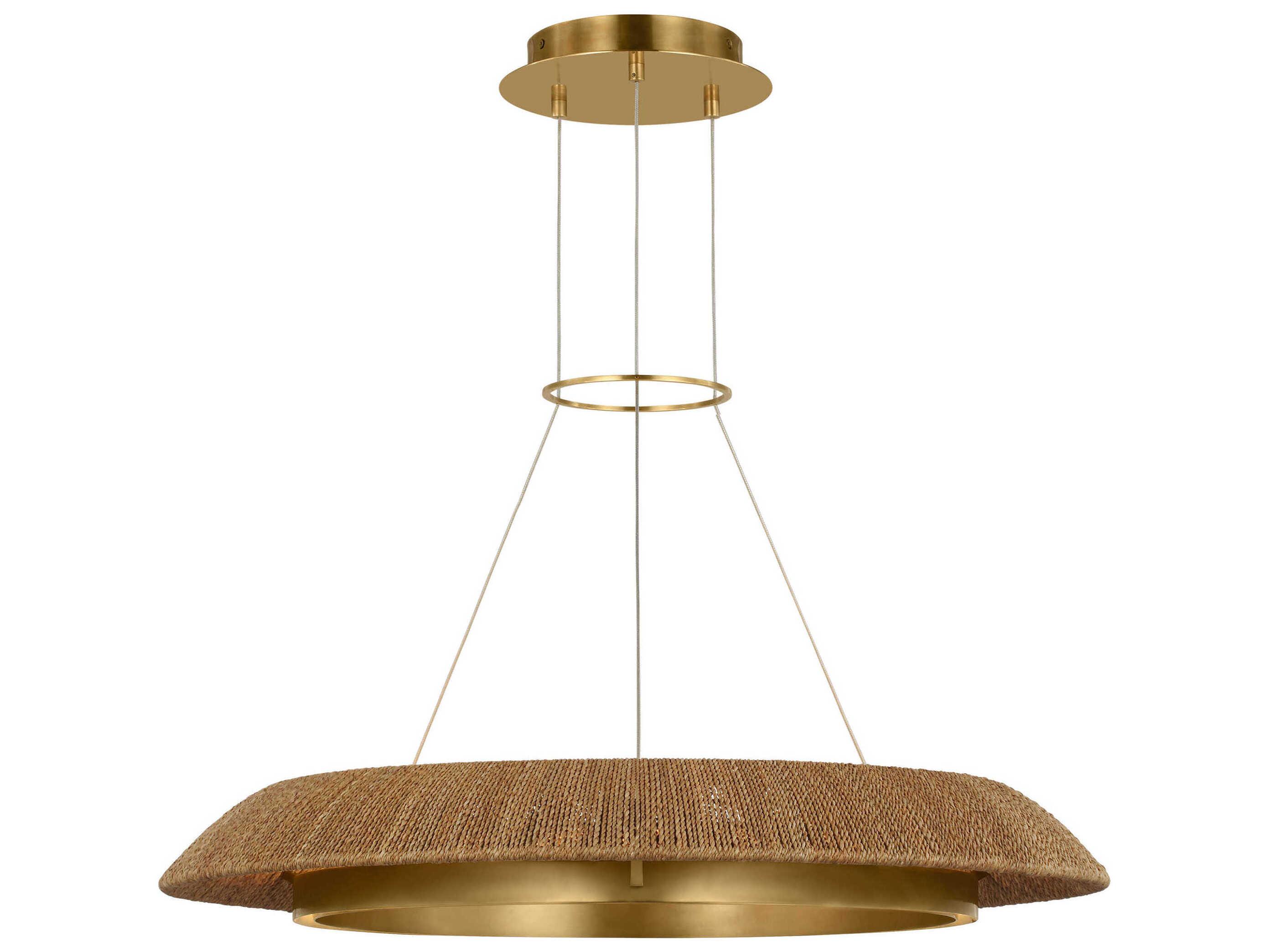 Visual Comfort Modern Noa 1-Light Hand Rubbed Antique Brass Natural Pendant