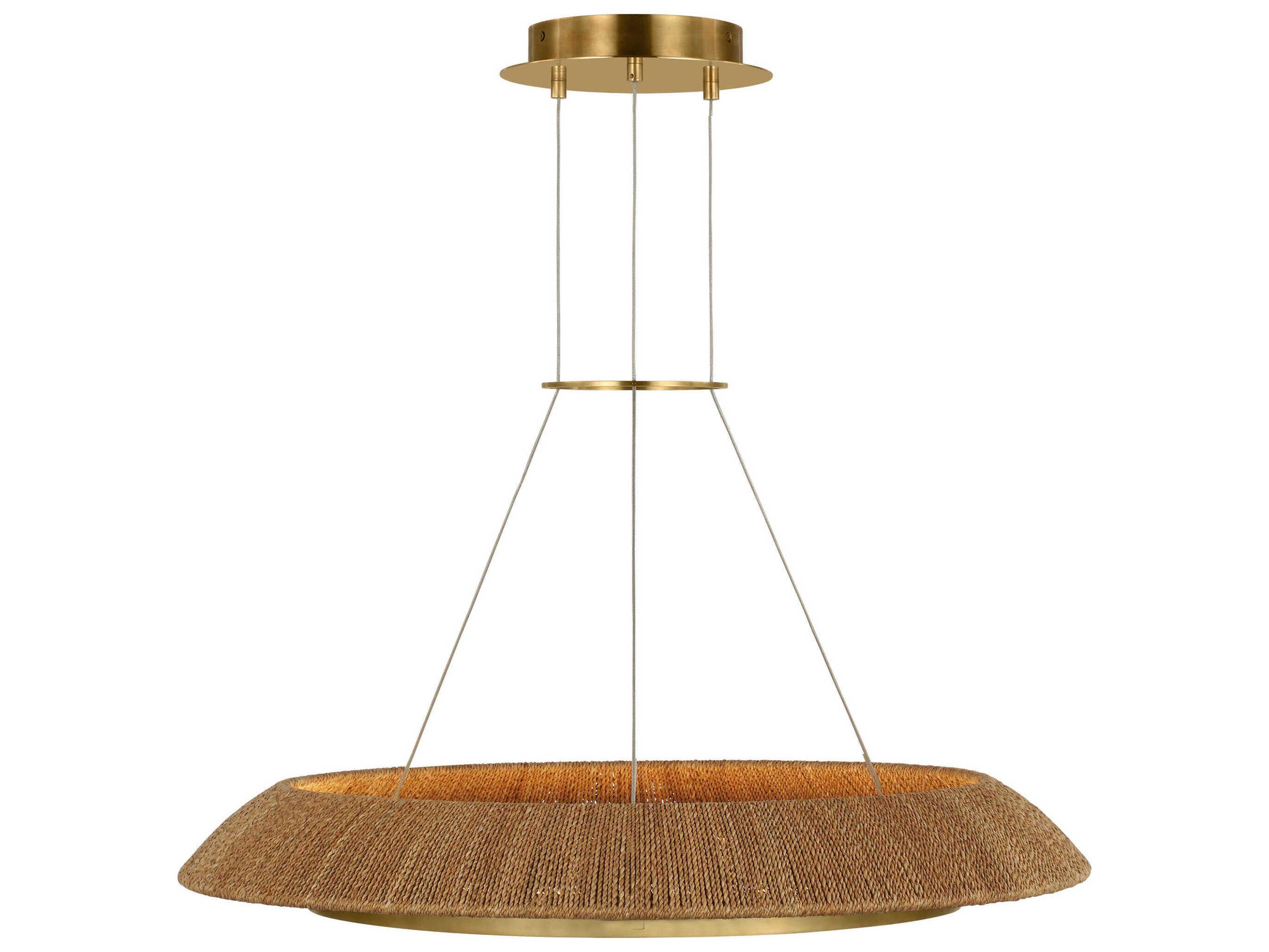 Visual Comfort Modern Noa 1-Light Hand Rubbed Antique Brass Natural Pendant