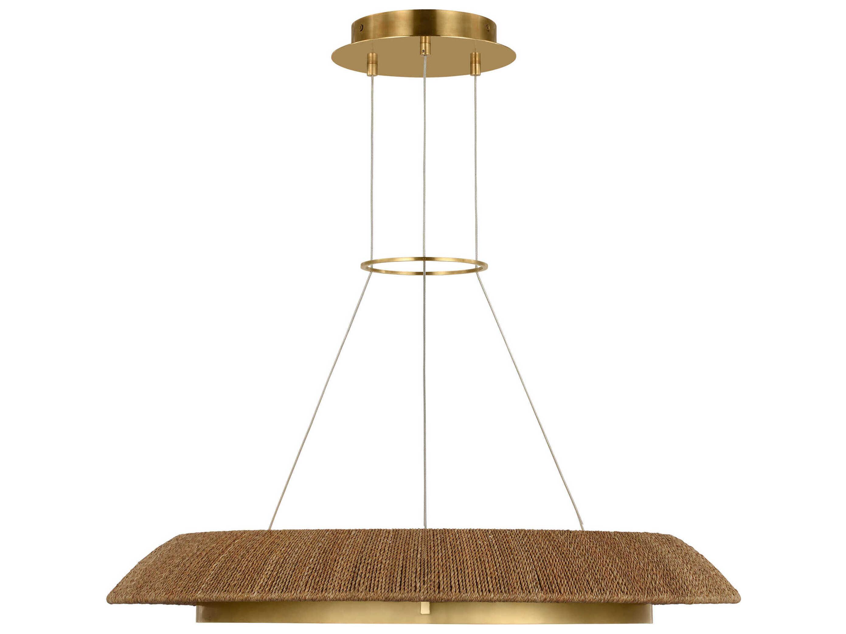 Visual Comfort Modern Noa 1-Light Hand Rubbed Antique Brass Natural Pendant