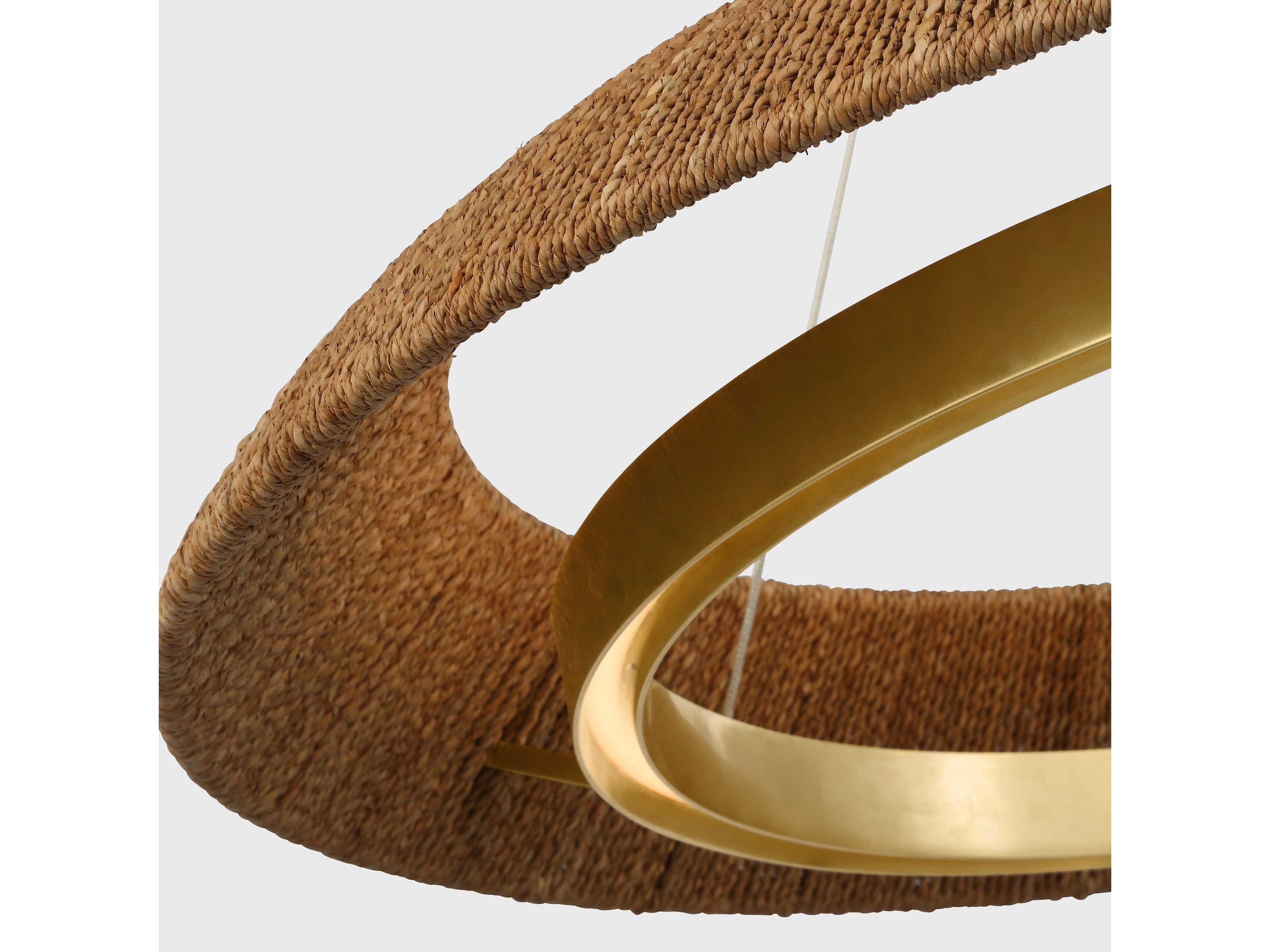 Visual Comfort Modern Noa 1-Light Hand Rubbed Antique Brass Natural Pendant