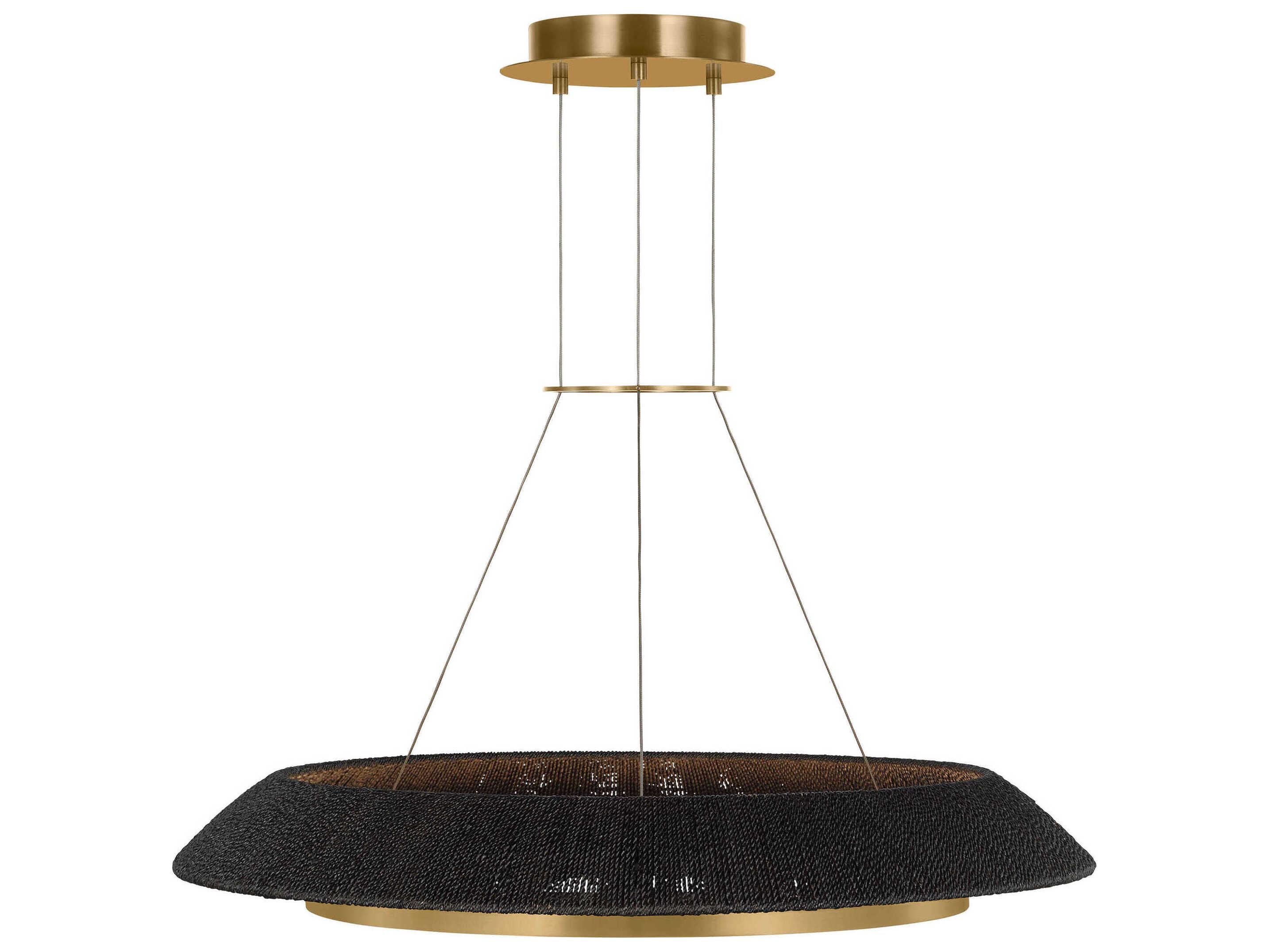Visual Comfort Modern Noa 1-Light Hand Rubbed Antique Brass Washed Black Pendant