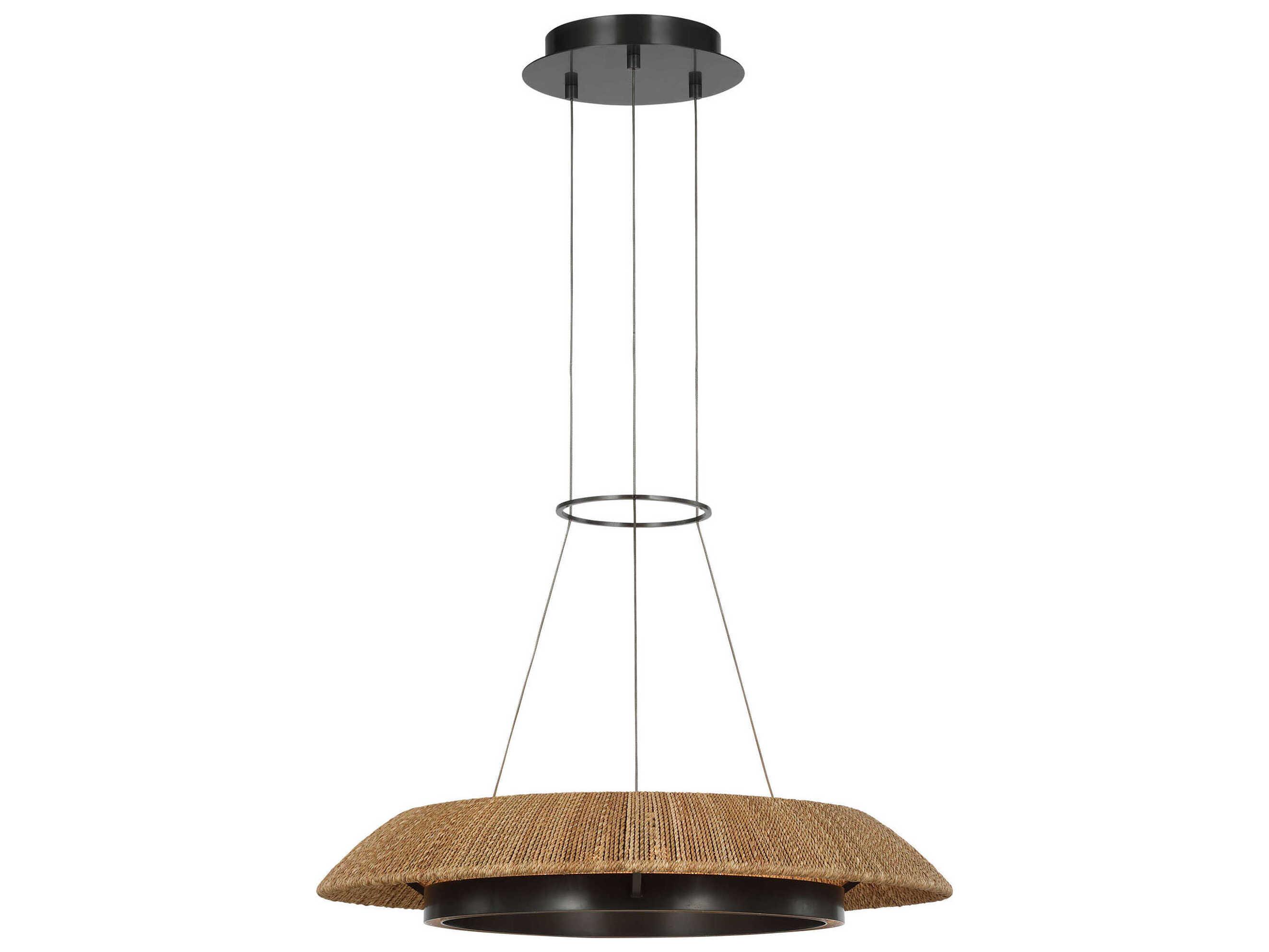 Visual Comfort Modern Noa 1-Light Bronze Natural Pendant