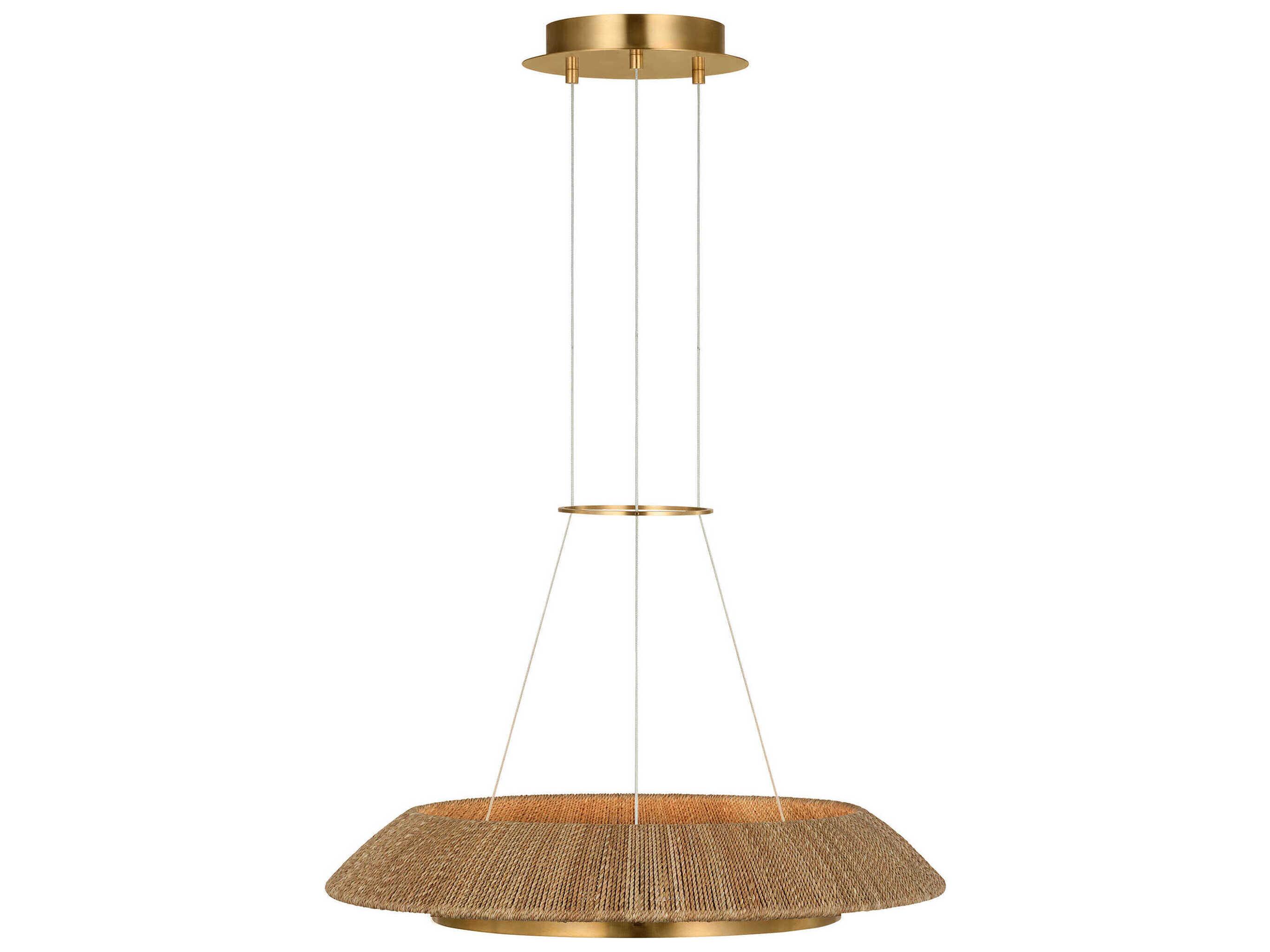 Visual Comfort Modern Noa 1-Light Hand Rubbed Antique Brass Natural Pendant