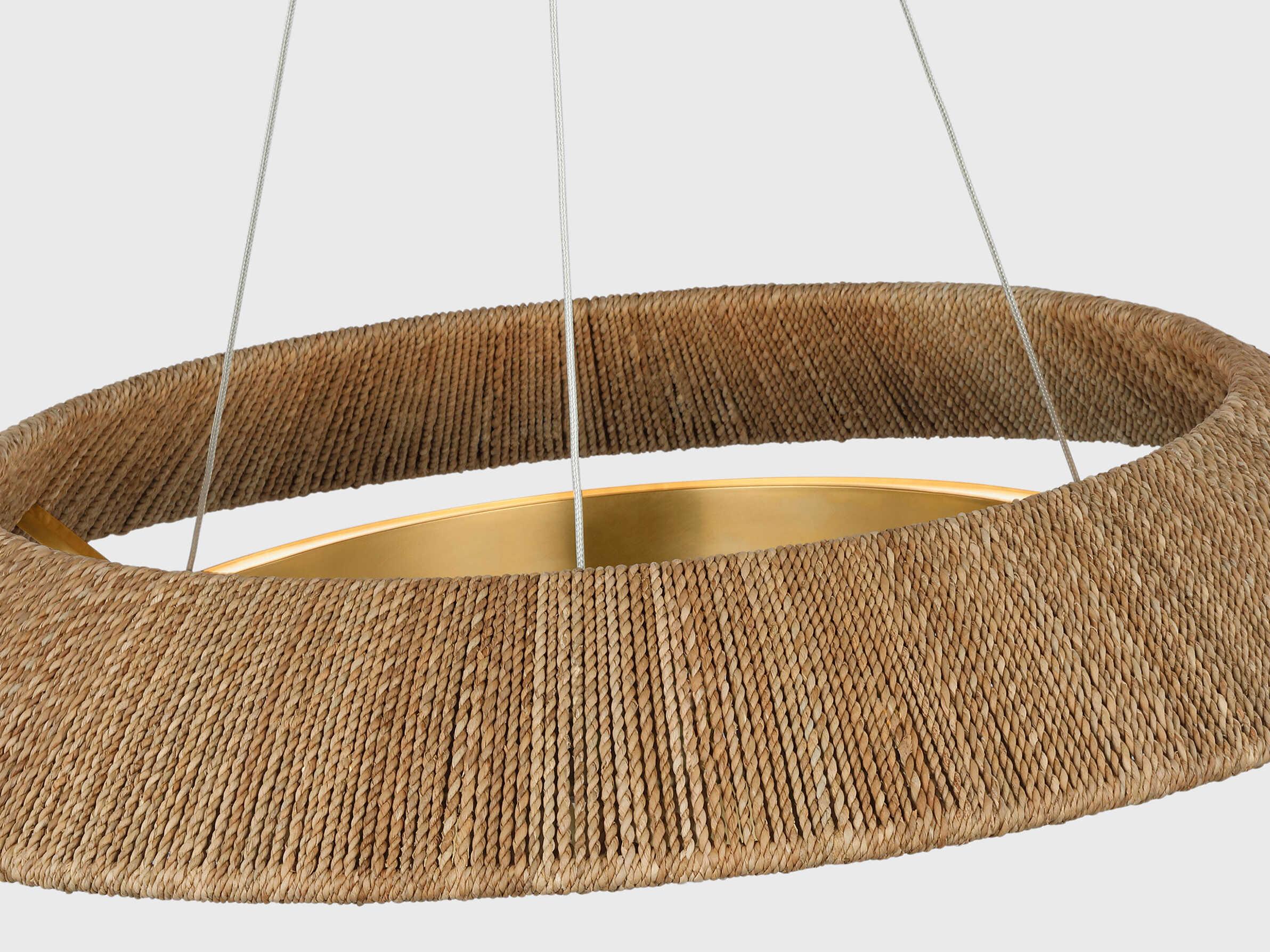 Visual Comfort Modern Noa 1-Light Hand Rubbed Antique Brass Natural Pendant