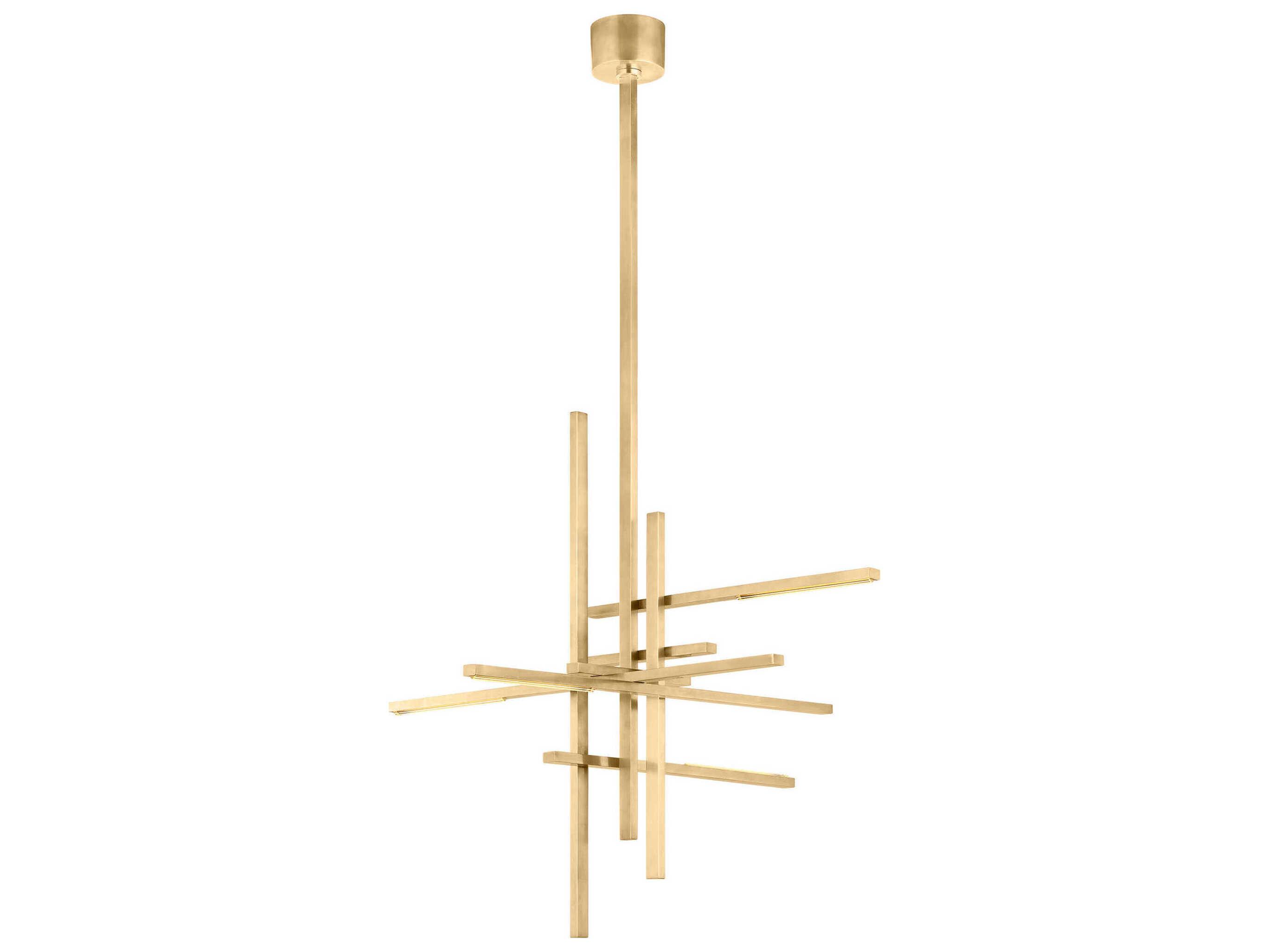 Visual Comfort Modern Cityscape 6-Light Hand Rubbed Antique Brass Geometric Linear Chandelier