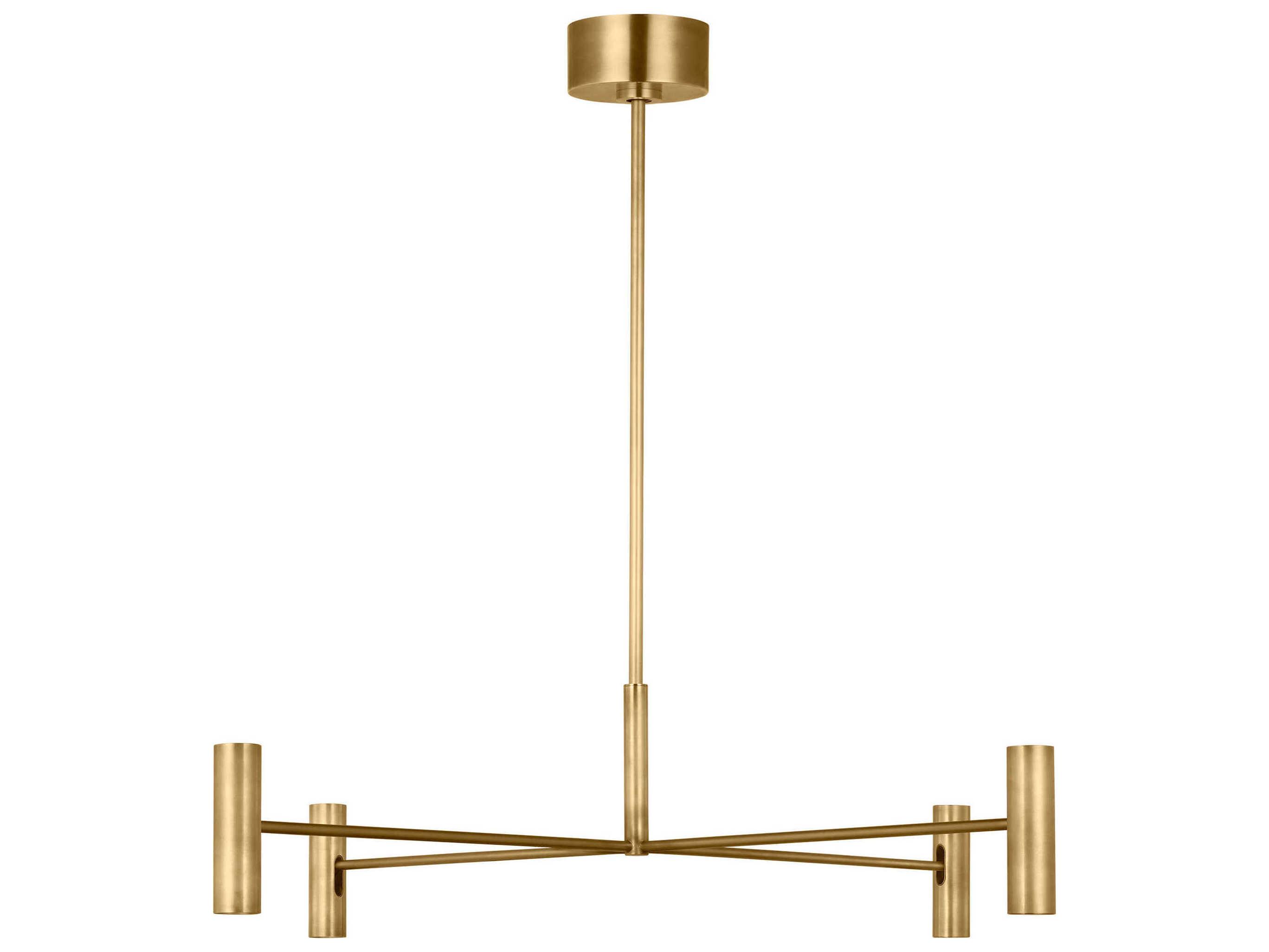 Visual Comfort Modern Ponte 8-Light Hand Rubbed Antique Brass Cylinder Chandelier