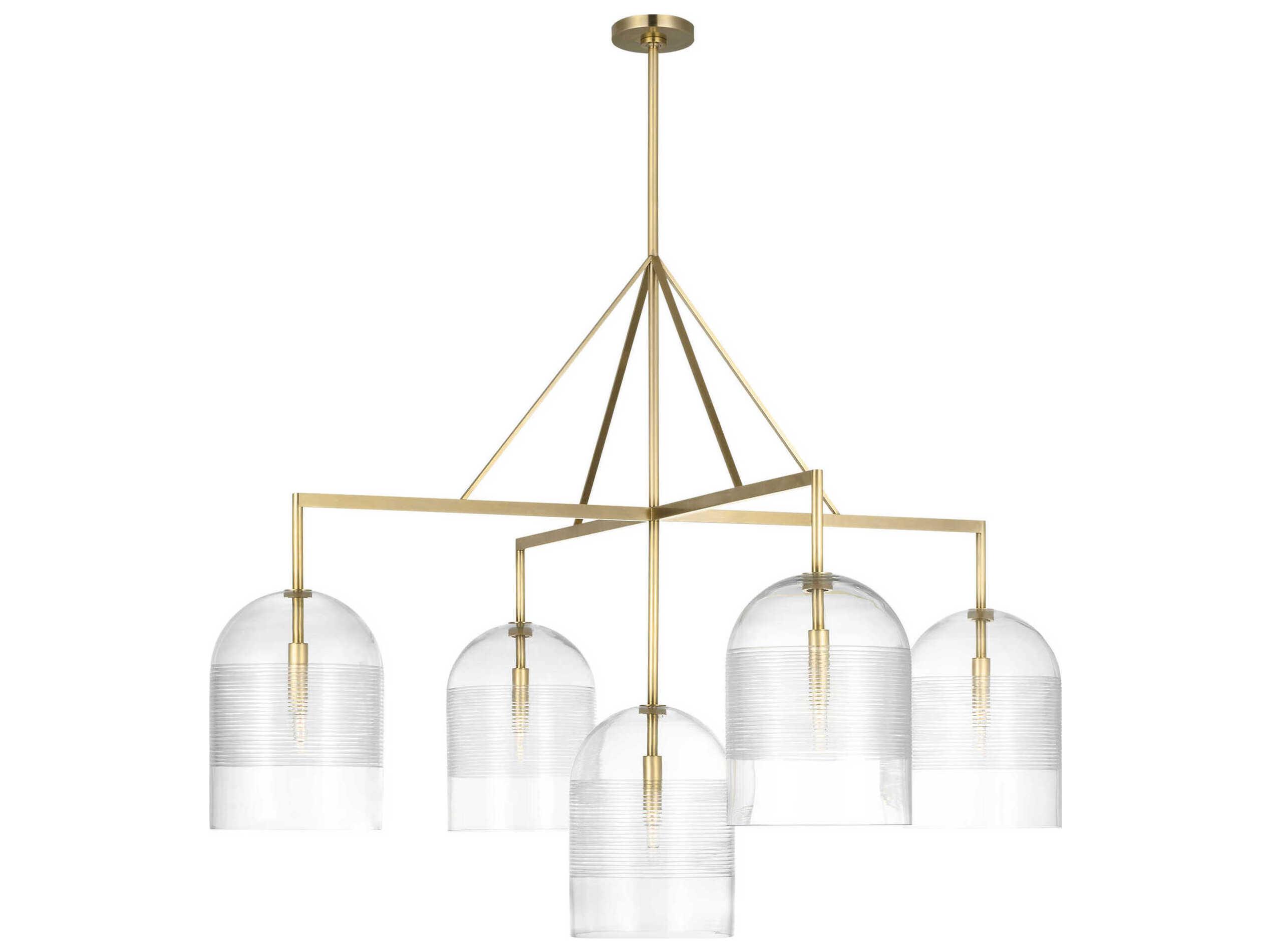 Visual Comfort Modern Leano 5-Light Brass Candelabra Chandelier
