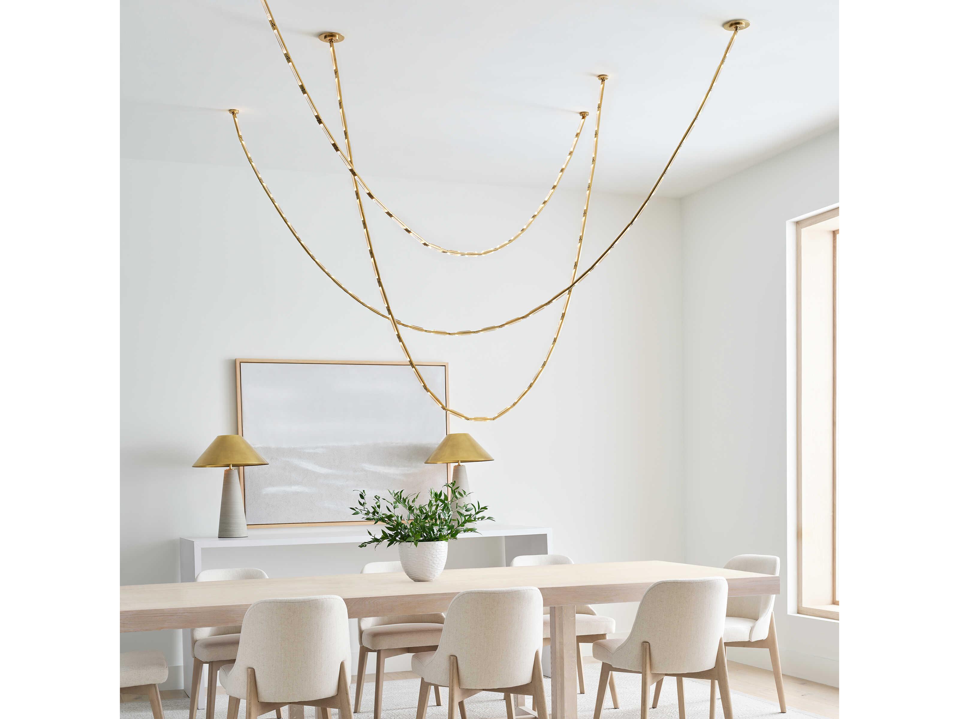 Visual Comfort Modern Catena 29-Light Hand Rubbed Antique Brass Linear Chandelier
