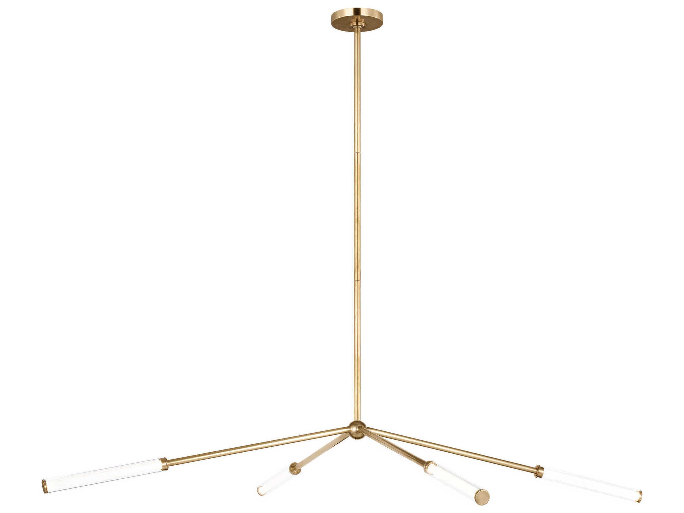 Visual Comfort Modern Poza 4-Light Brass Linear Chandelier