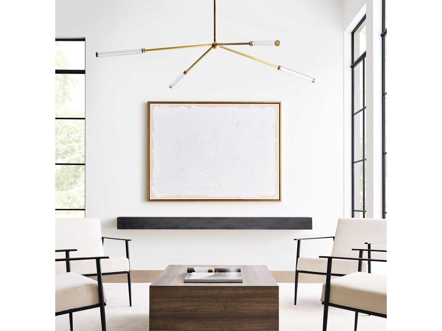 Visual Comfort Modern Poza 4-Light Brass Linear Chandelier