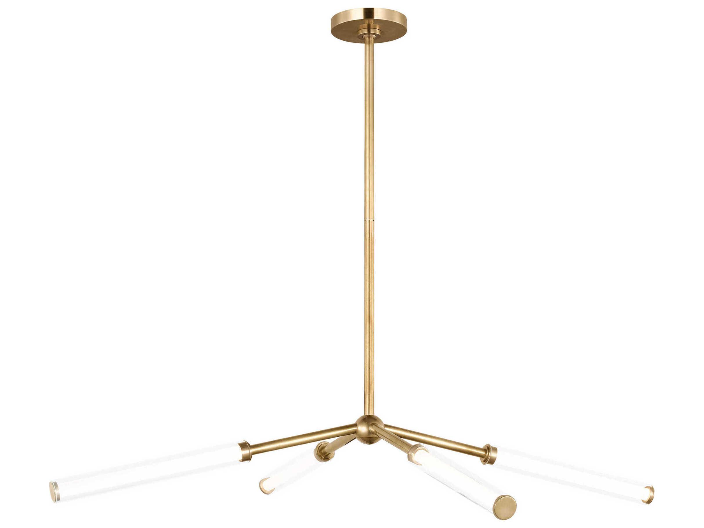 Visual Comfort Modern Poza 4-Light Brass Linear Chandelier