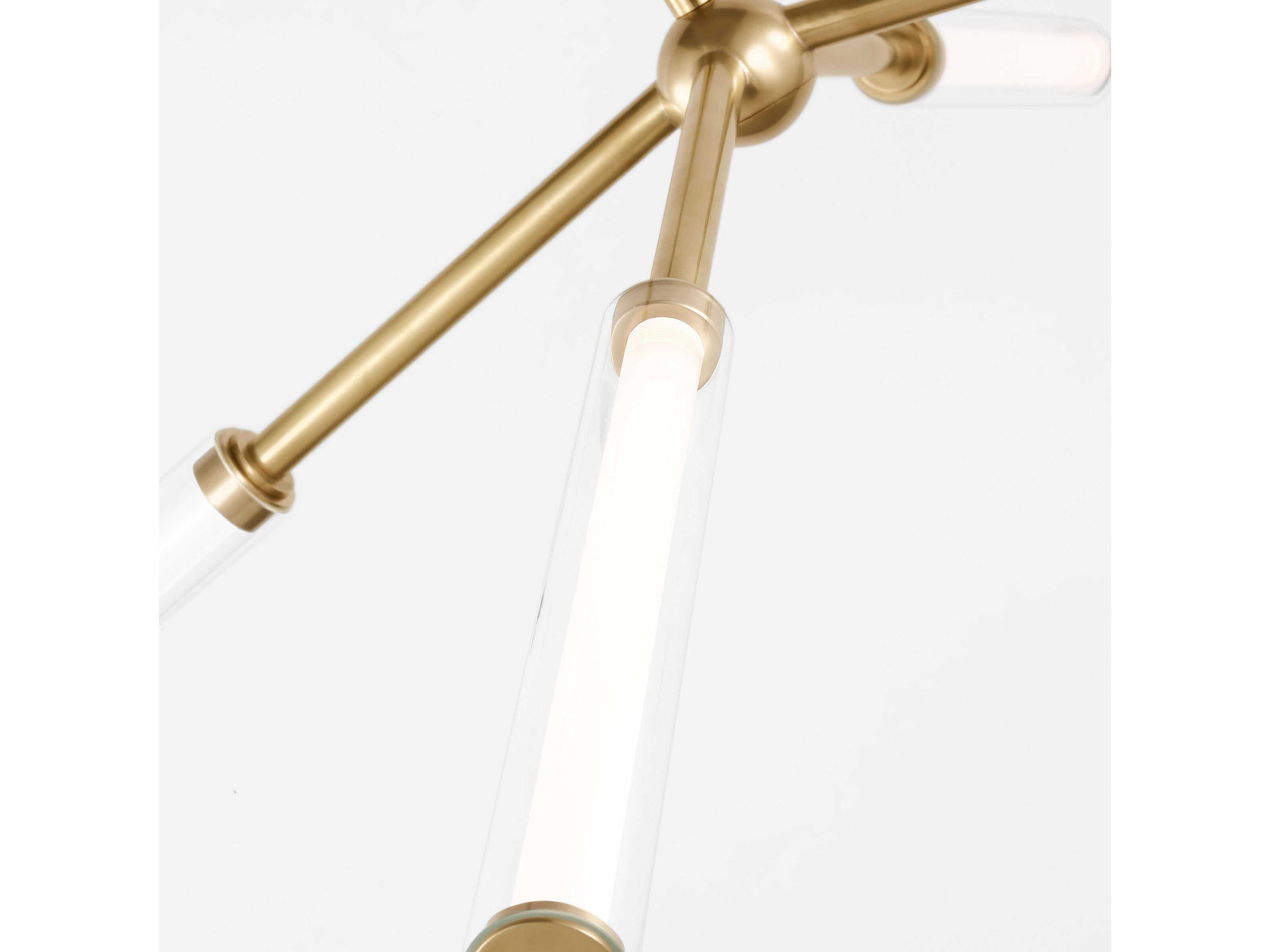 Visual Comfort Modern Poza 4-Light Brass Linear Chandelier