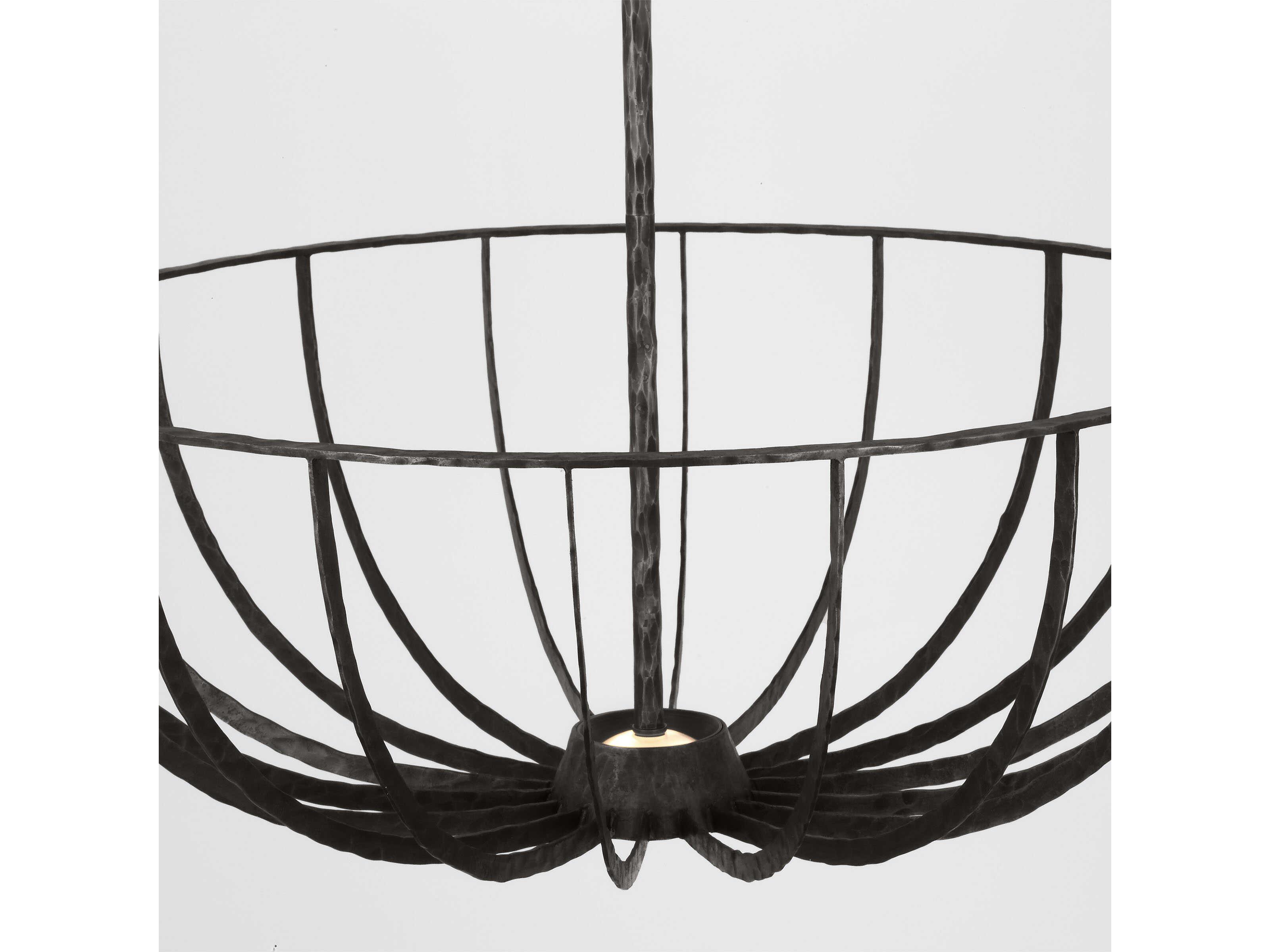 Visual Comfort Modern Sanchi 2-Light Aged Iron Gray Bowl Semi Flush Mount