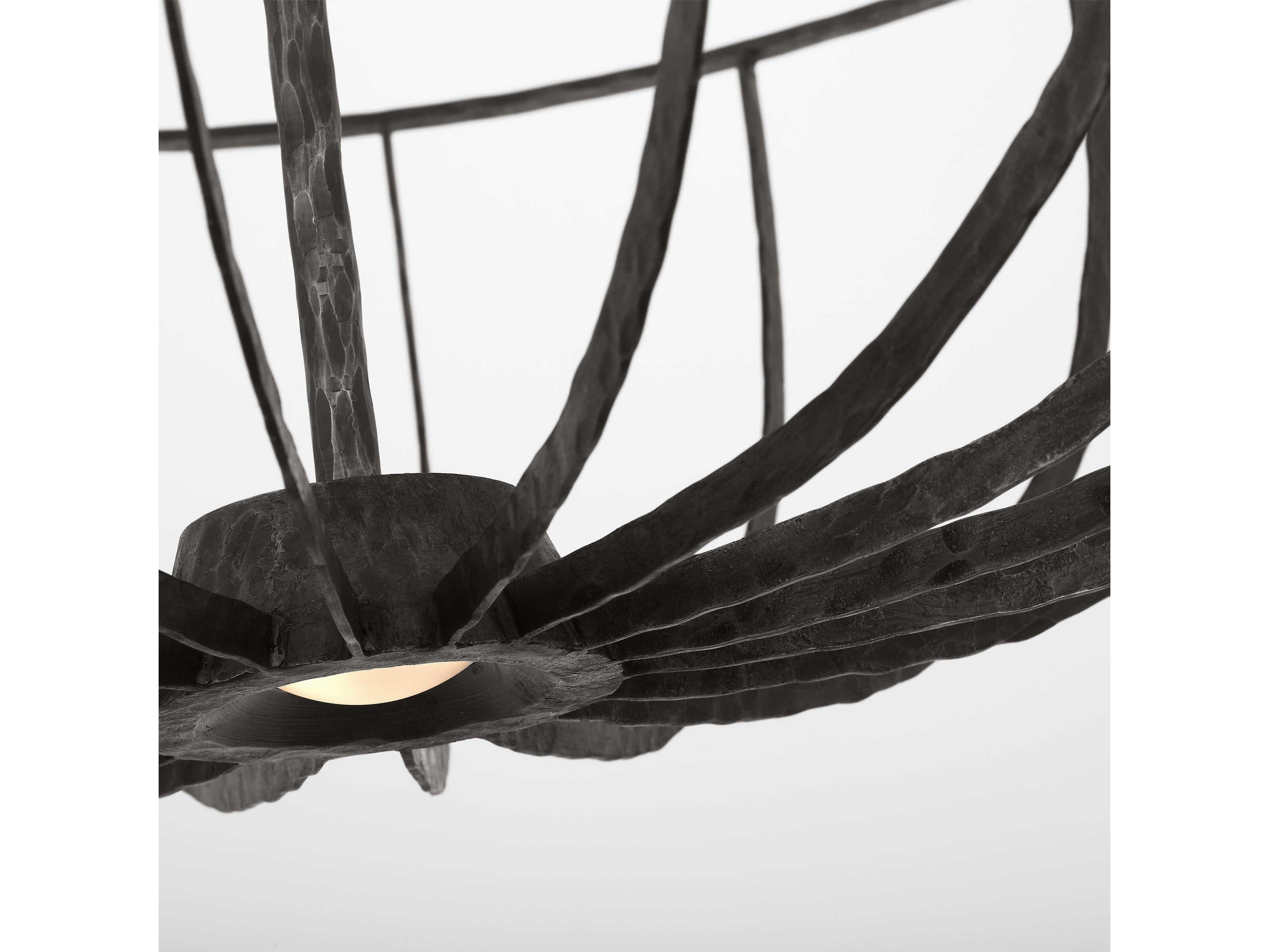 Visual Comfort Modern Sanchi 2-Light Aged Iron Gray Bowl Semi Flush Mount