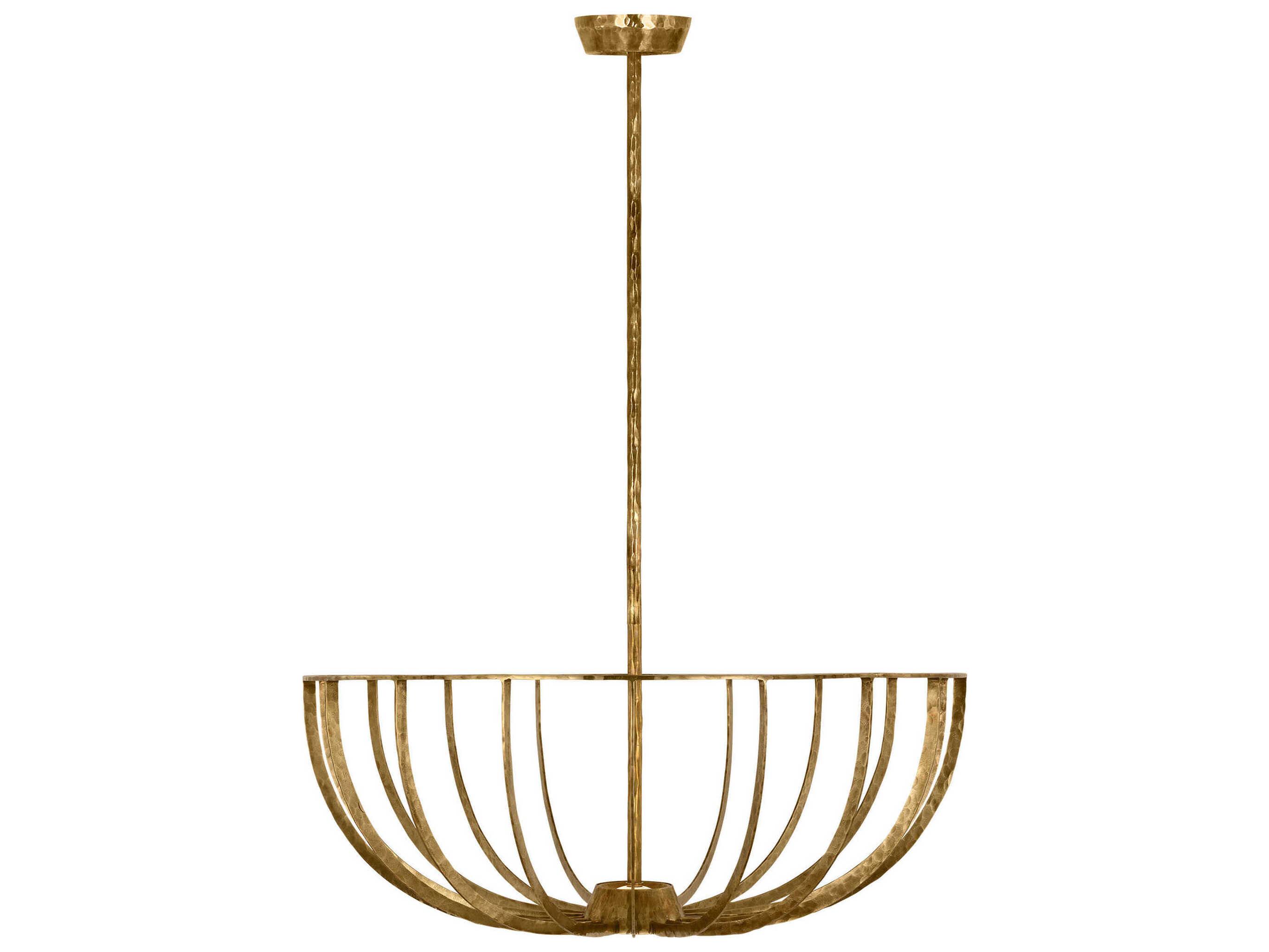 Visual Comfort Modern Sanchi 2-Light Polished Antique Brass Bowl Semi Flush Mount