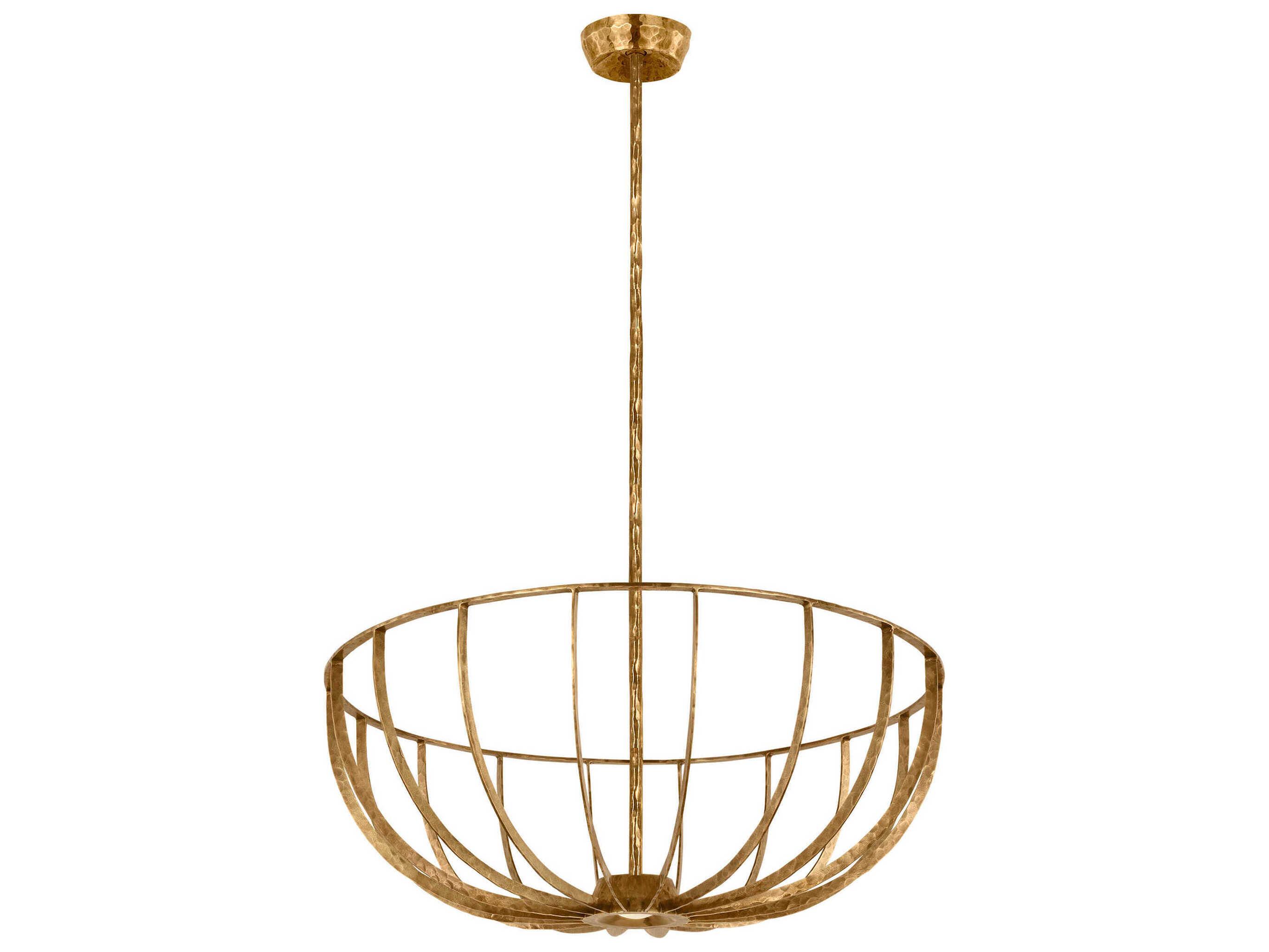 Visual Comfort Modern Sanchi 2-Light Polished Antique Brass Bowl Semi Flush Mount